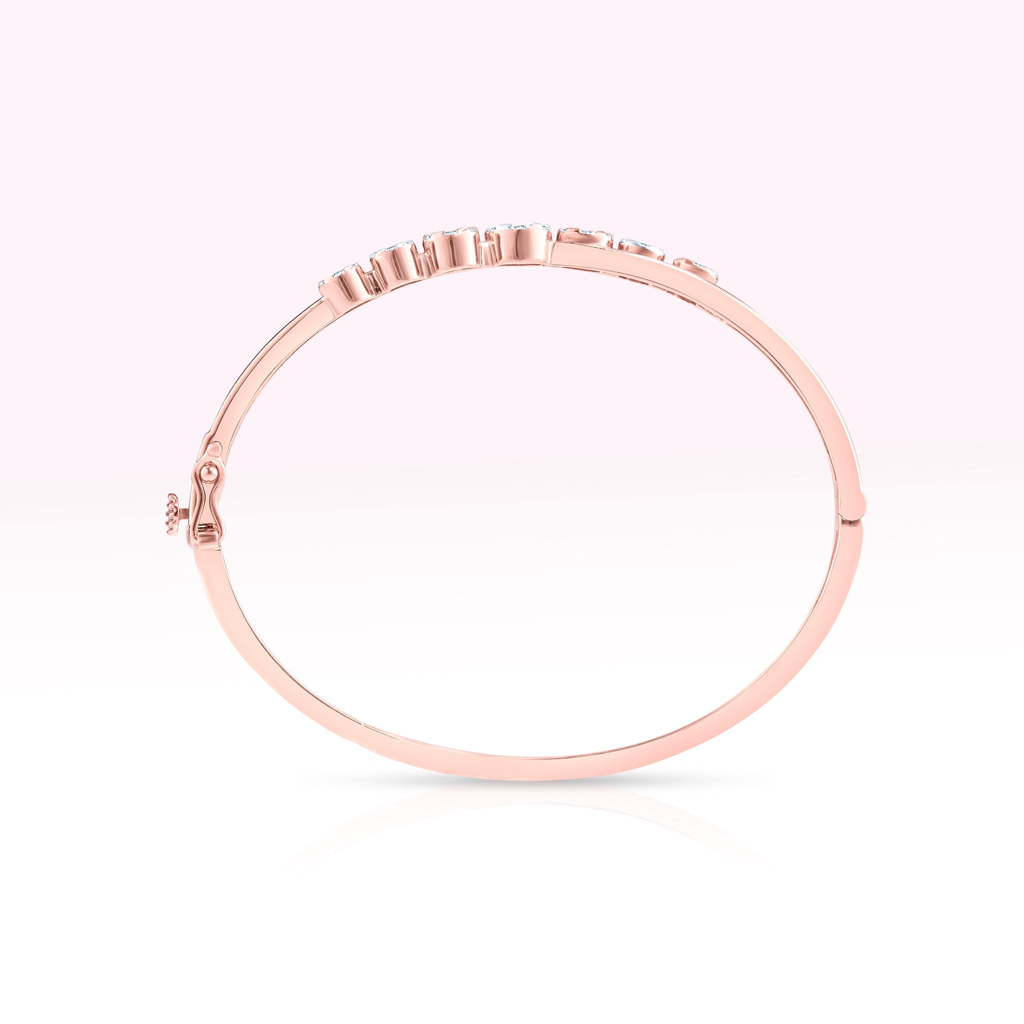 14K Rose Gold Bracelet with Star Shape Round Diamonds - Thessia