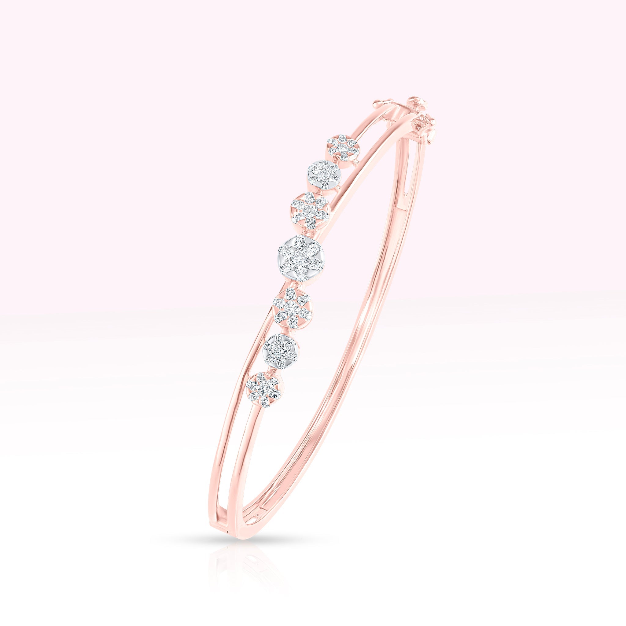 14K Rose Gold Bracelet with Star Shape Round Diamonds - Thessia