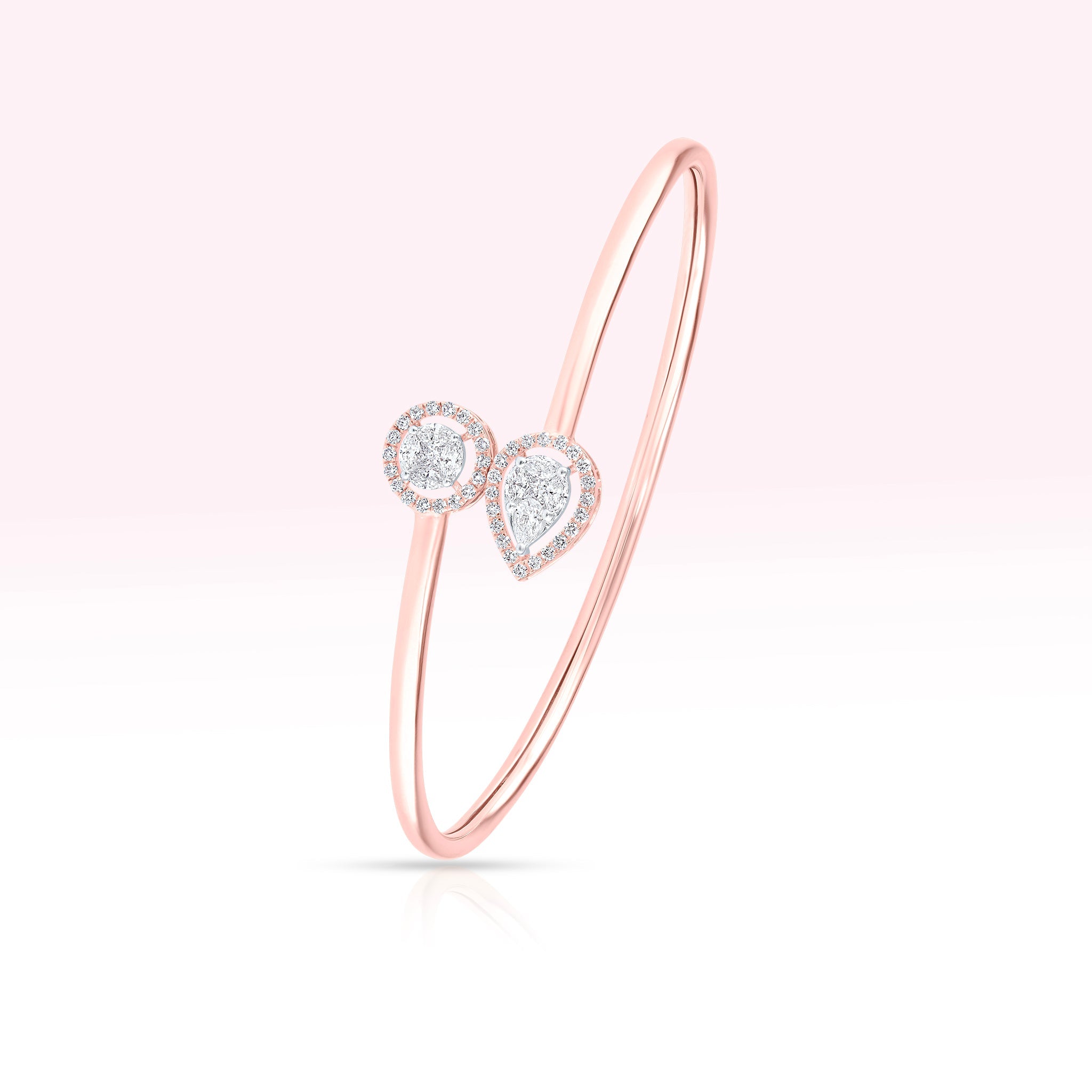 14K Rose Gold Diamond Cuff Bracelet - Thessia