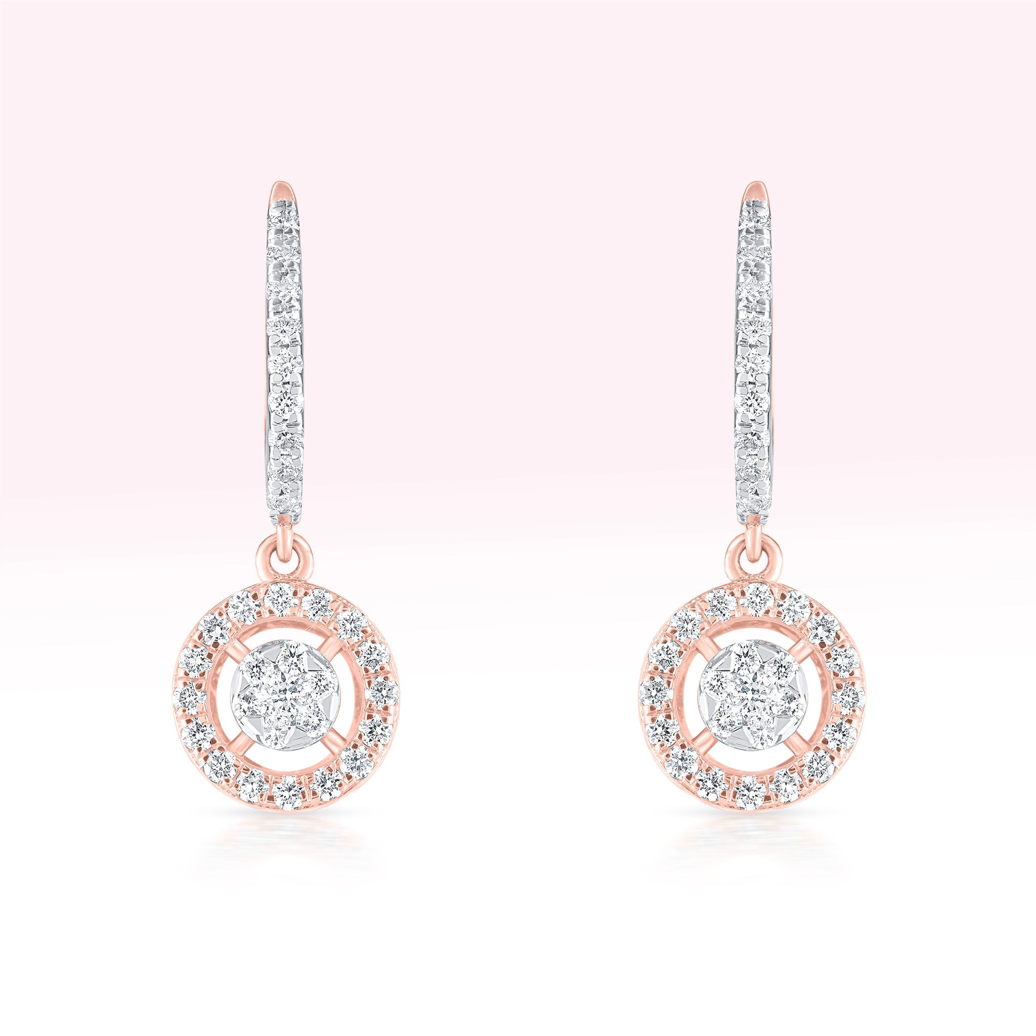 14K Rose Gold Diamond Drop Earrings - Thessia