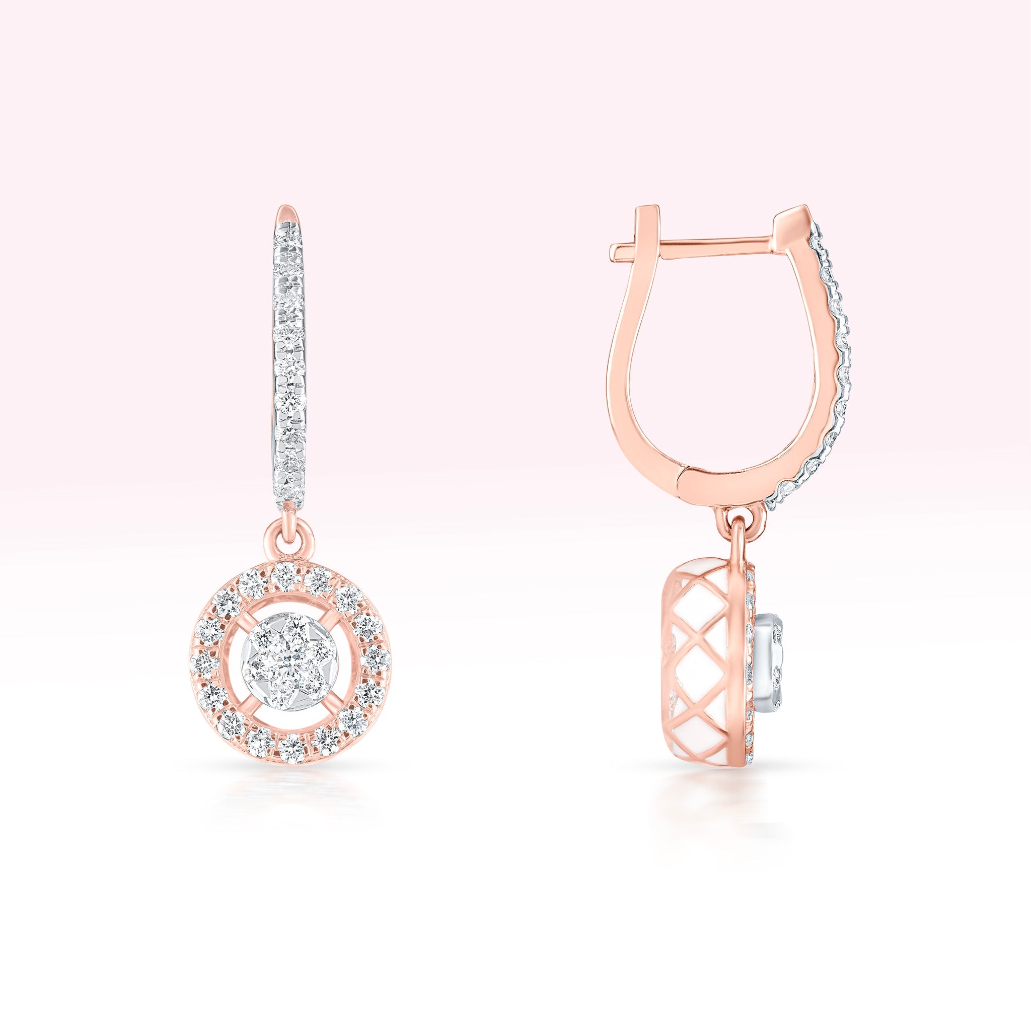 14K Rose Gold Diamond Drop Earrings - Thessia