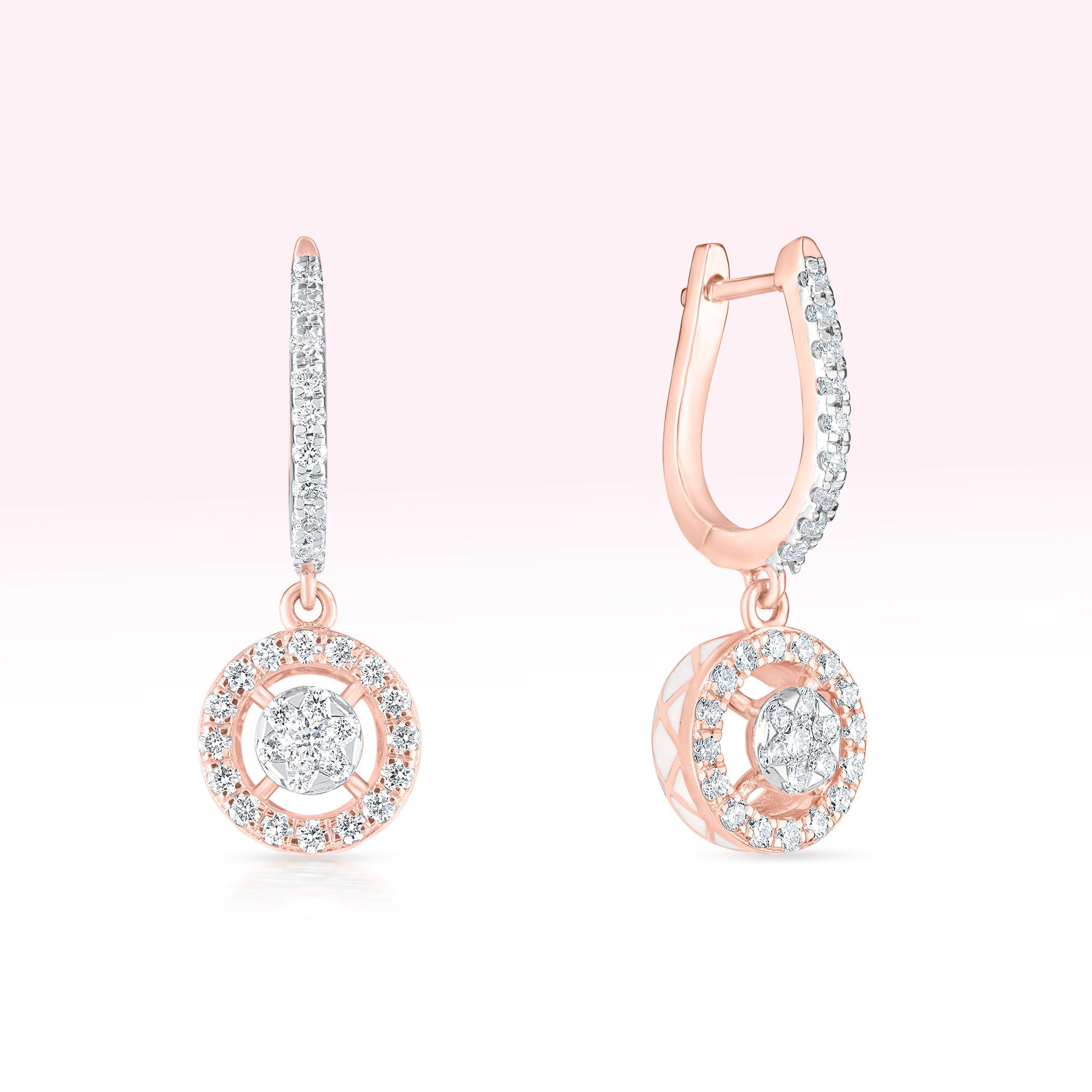 14K Rose Gold Diamond Drop Earrings - Thessia