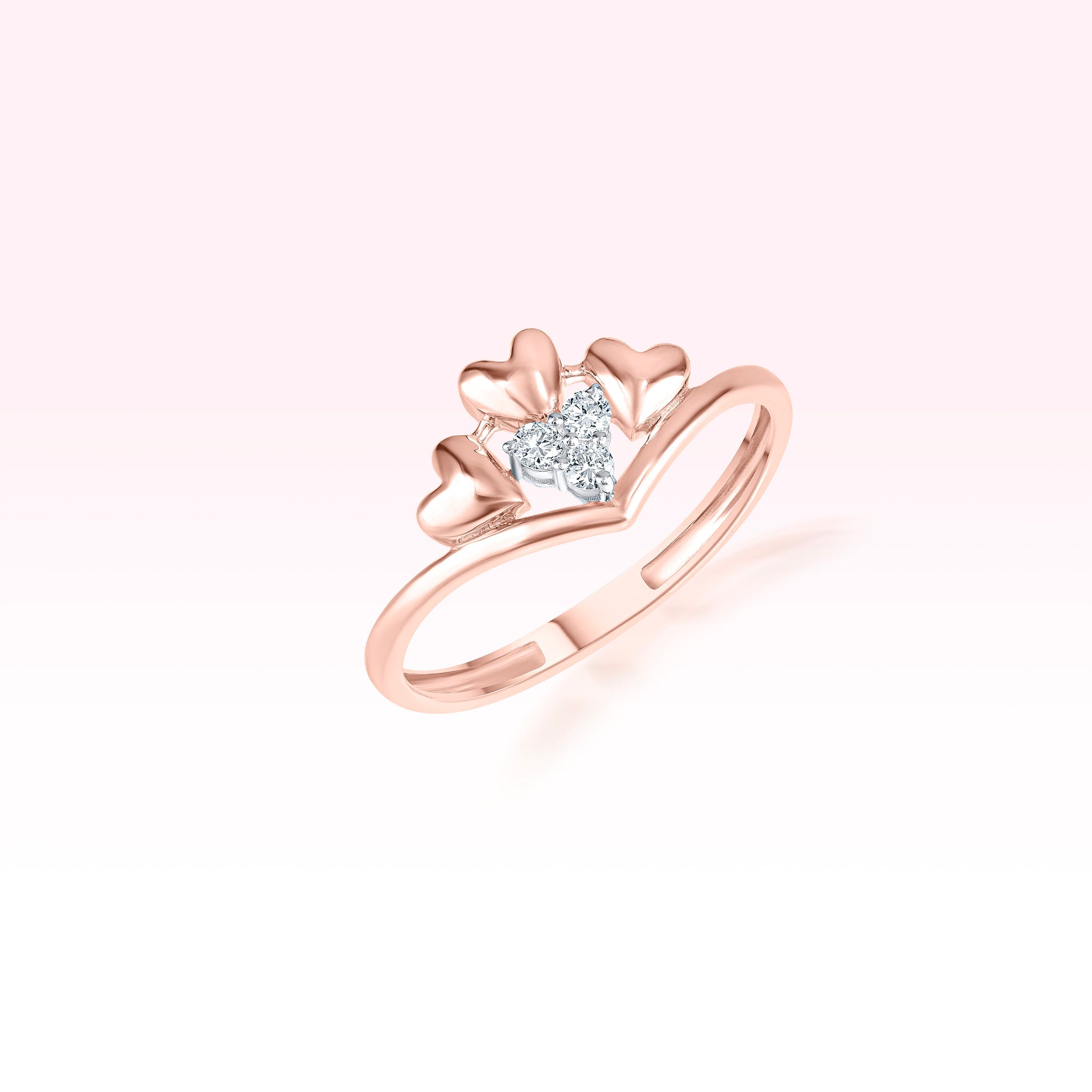 14K Rose Gold Diamond Heart Ring - Thessia