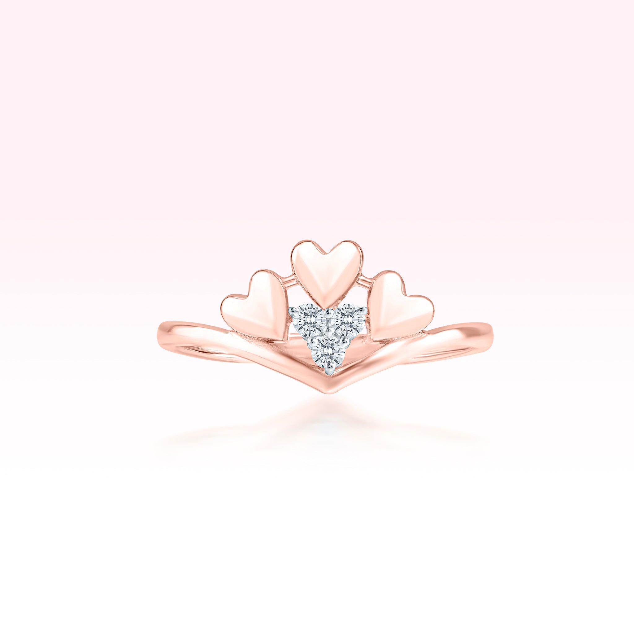 14K Rose Gold Diamond Heart Ring - Thessia