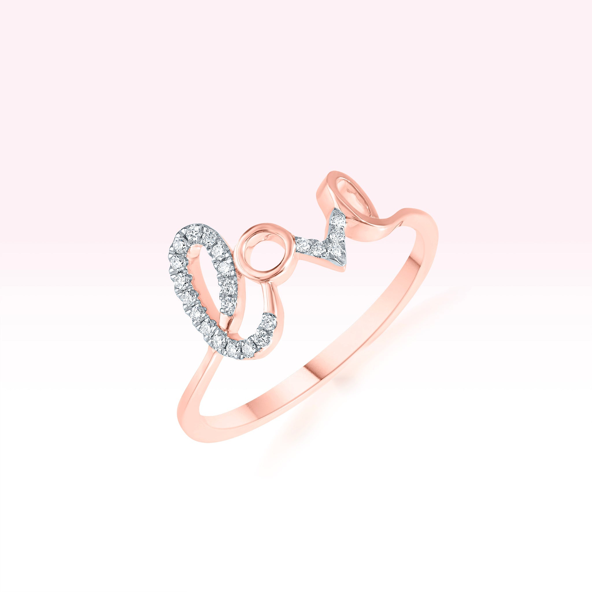 14K Rose Gold Diamond Love Ring - Thessia