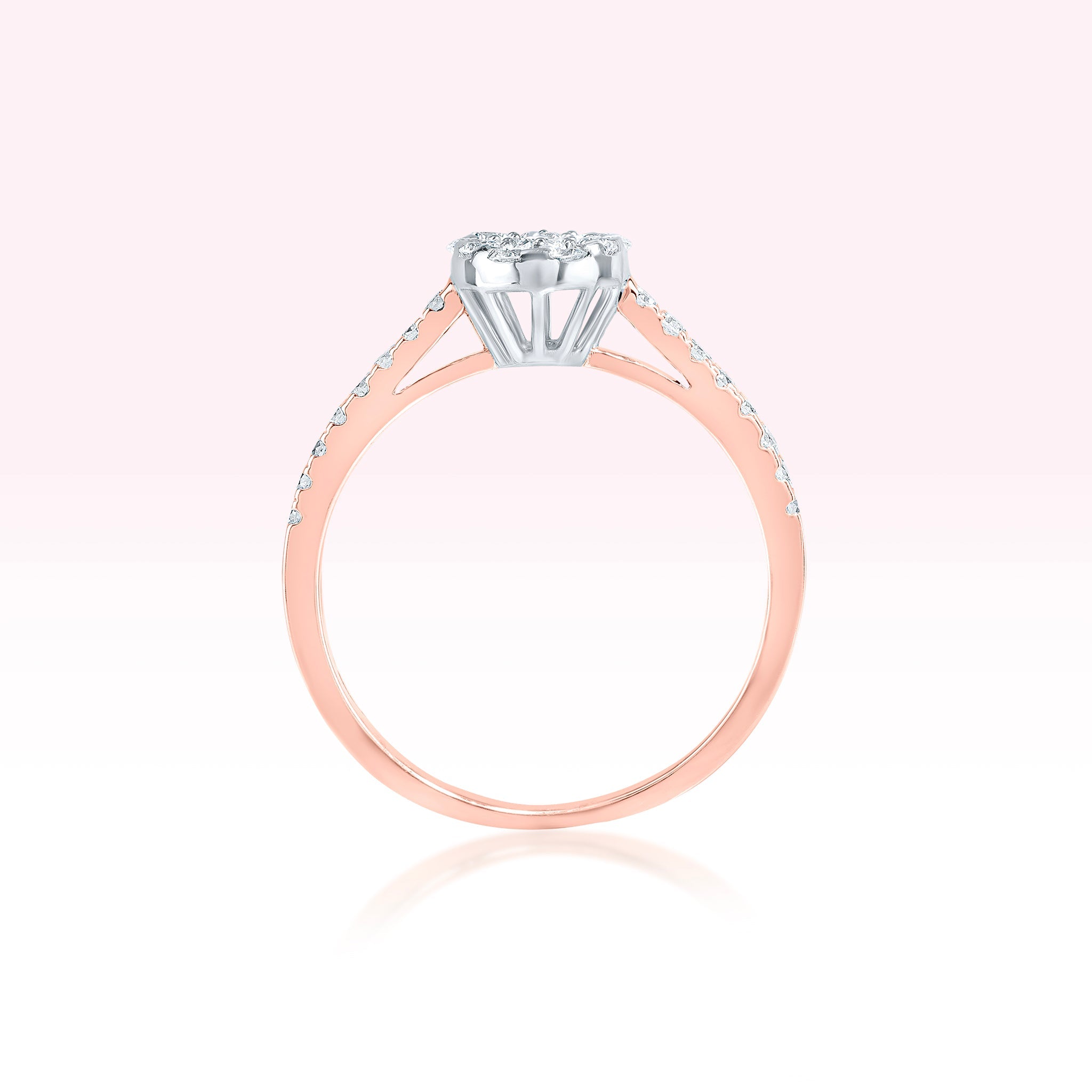 14K Rose Gold Diamond Oval Ring - Thessia