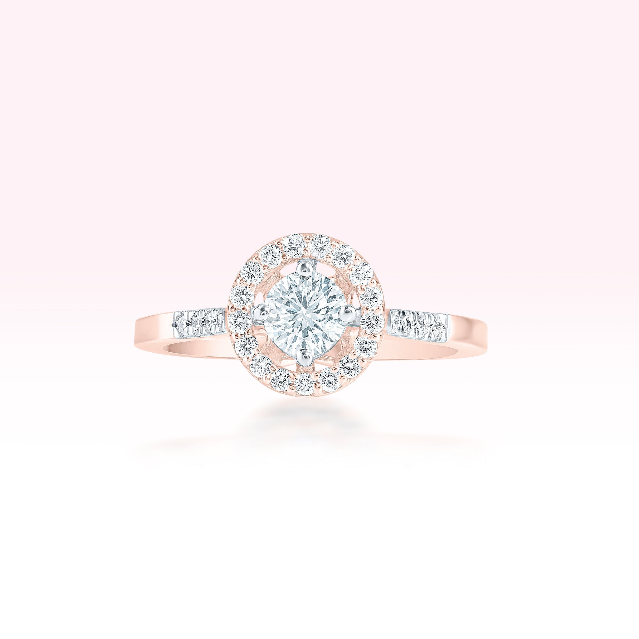 14K Rose Gold Diamond Solitaire Ring - Thessia