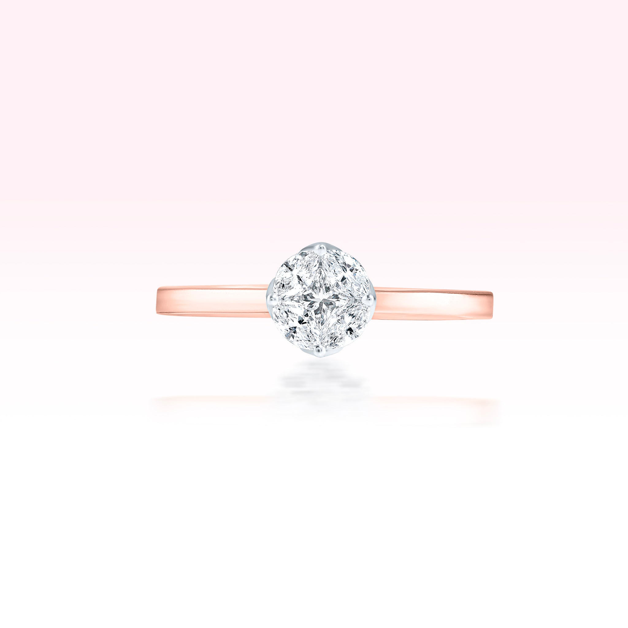 14K Rose Gold Diamond Solitaire Ring - Thessia