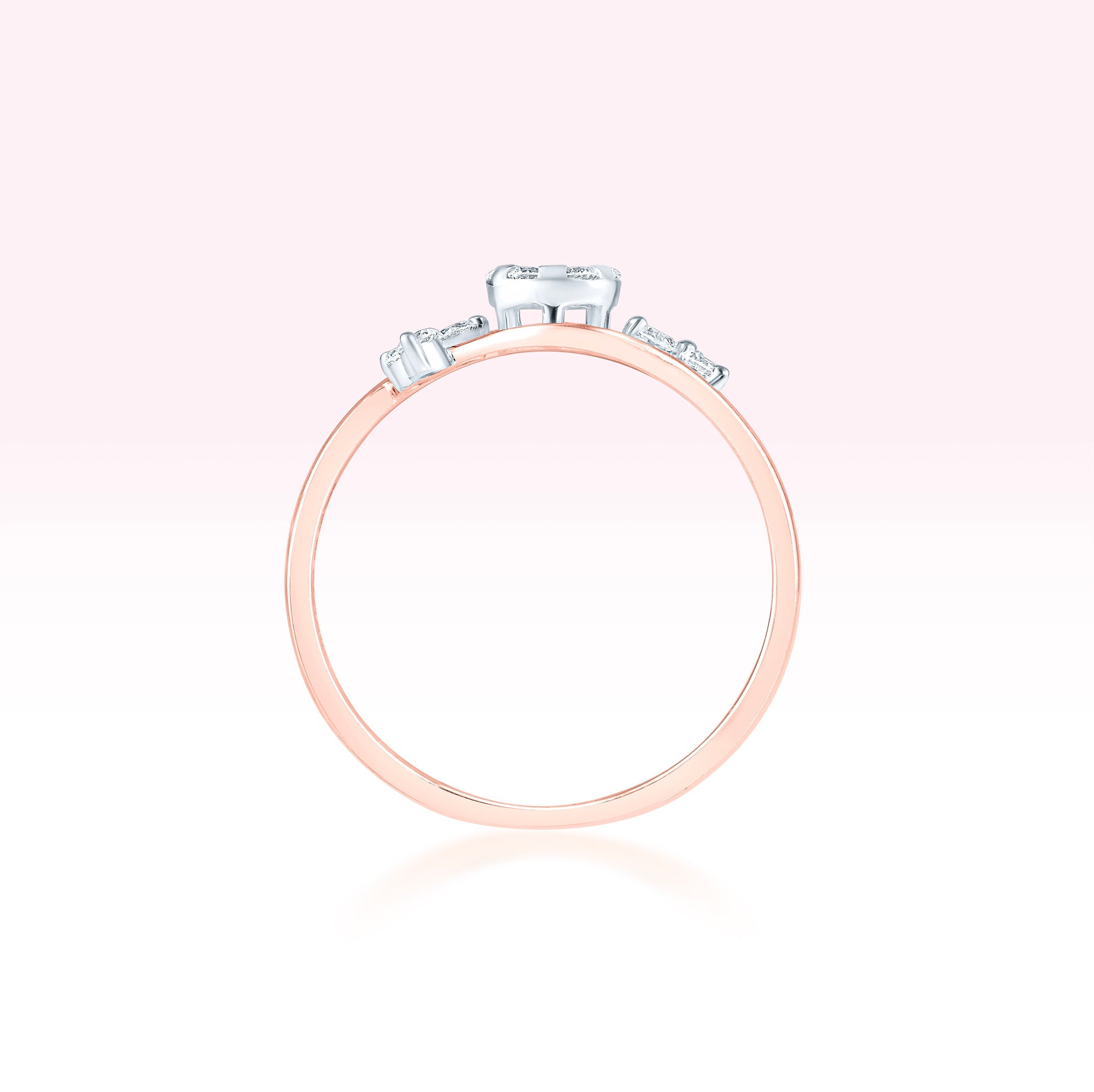 14K Rose Gold Diamond Swirl Ring - Thessia