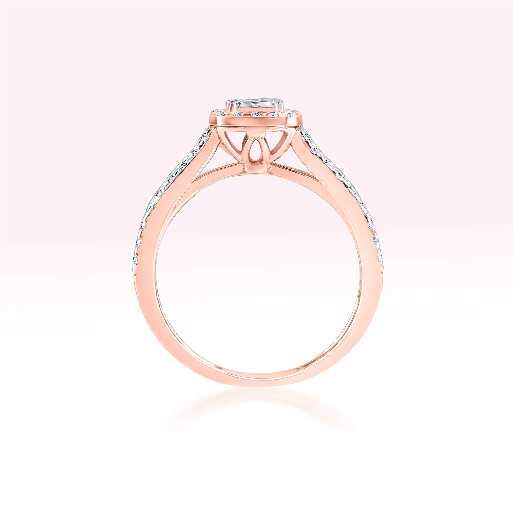 14K Rose Gold Double Line Diamond Ring - Thessia