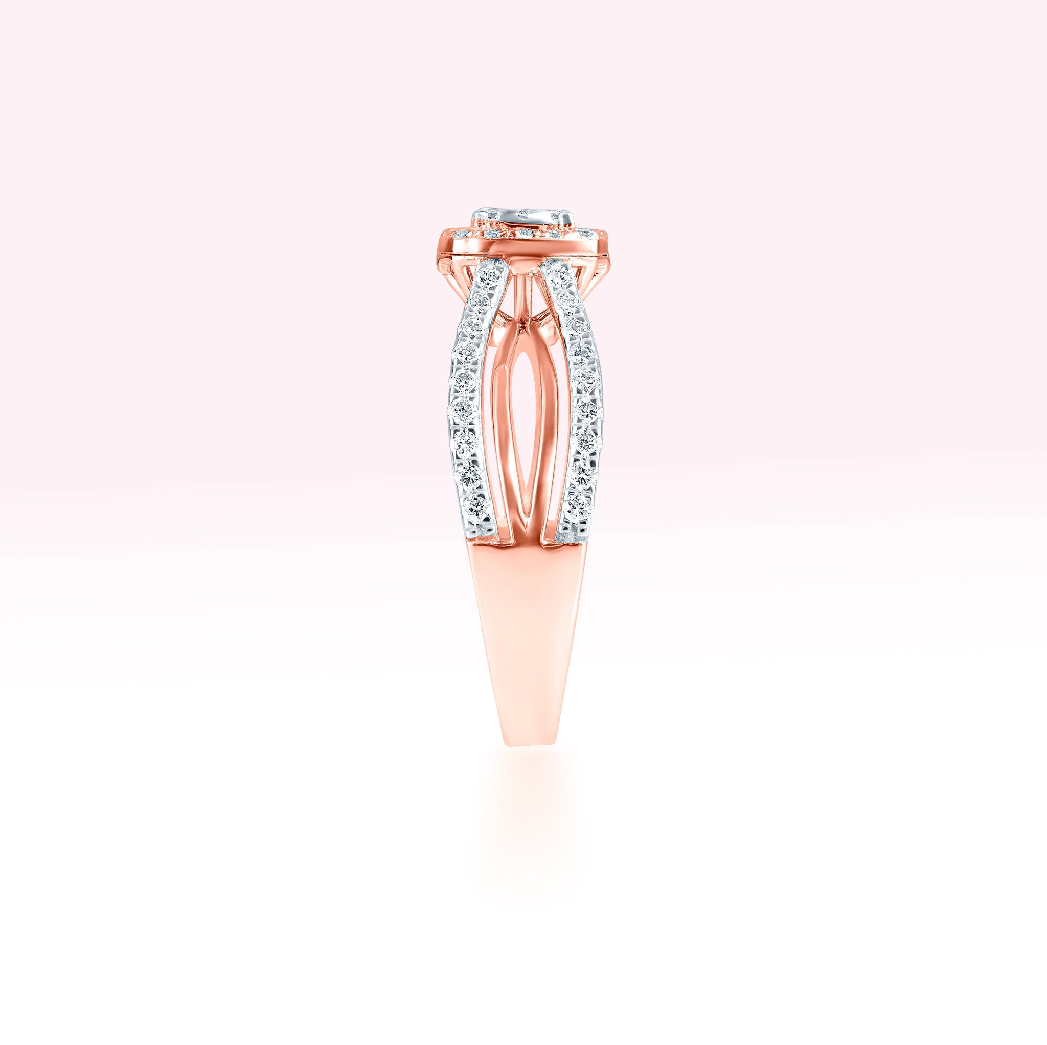 14K Rose Gold Double Line Diamond Ring - Thessia
