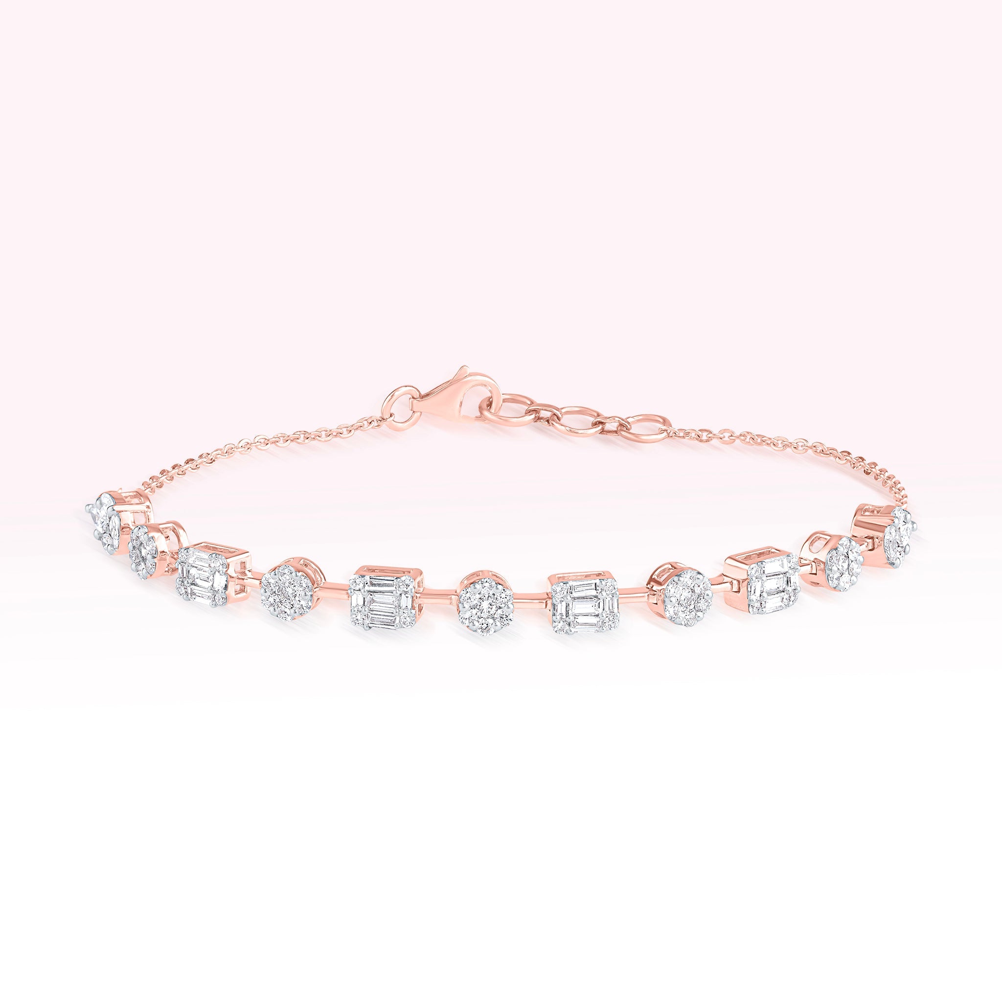 14K Rose Gold Linked Diamond Tennis Bracelet - Thessia