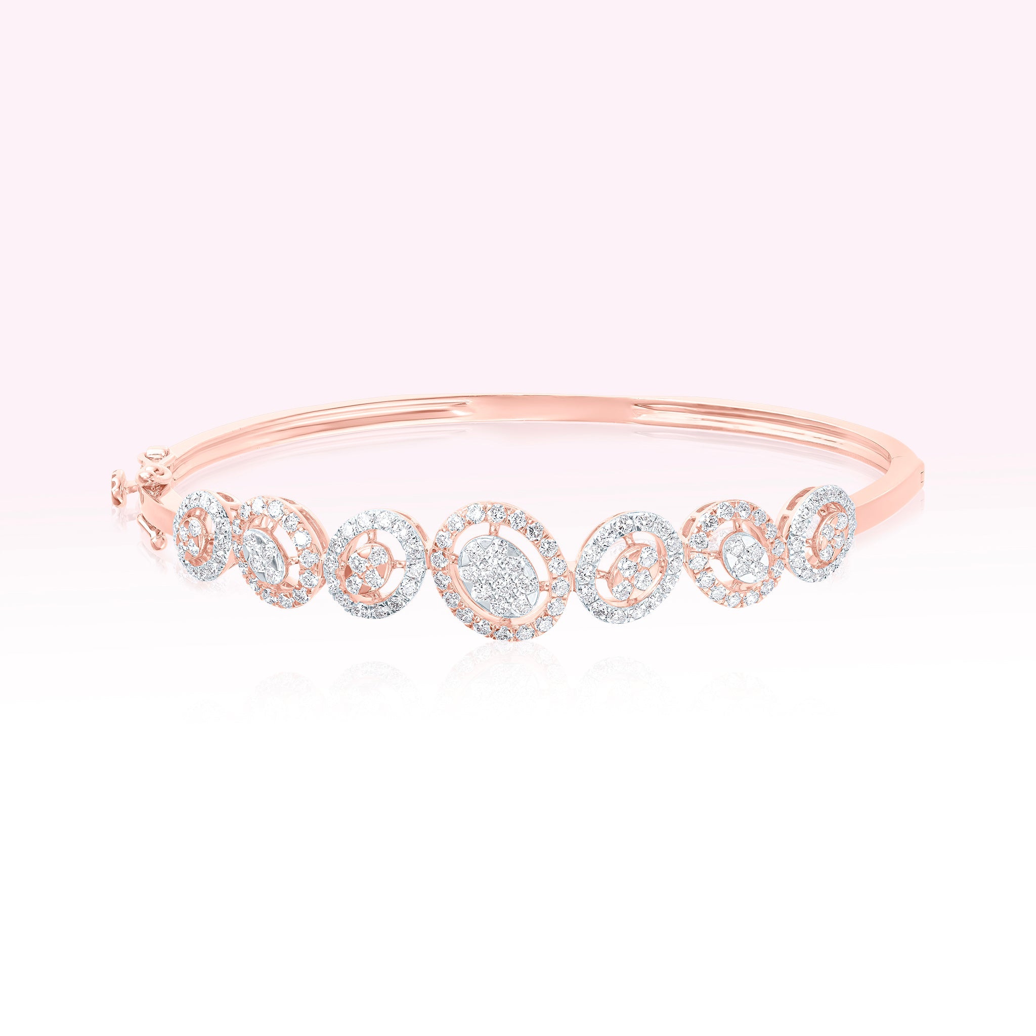 14K Rose Gold Marquise Shape Round Diamond Bangle Bracelet - Thessia