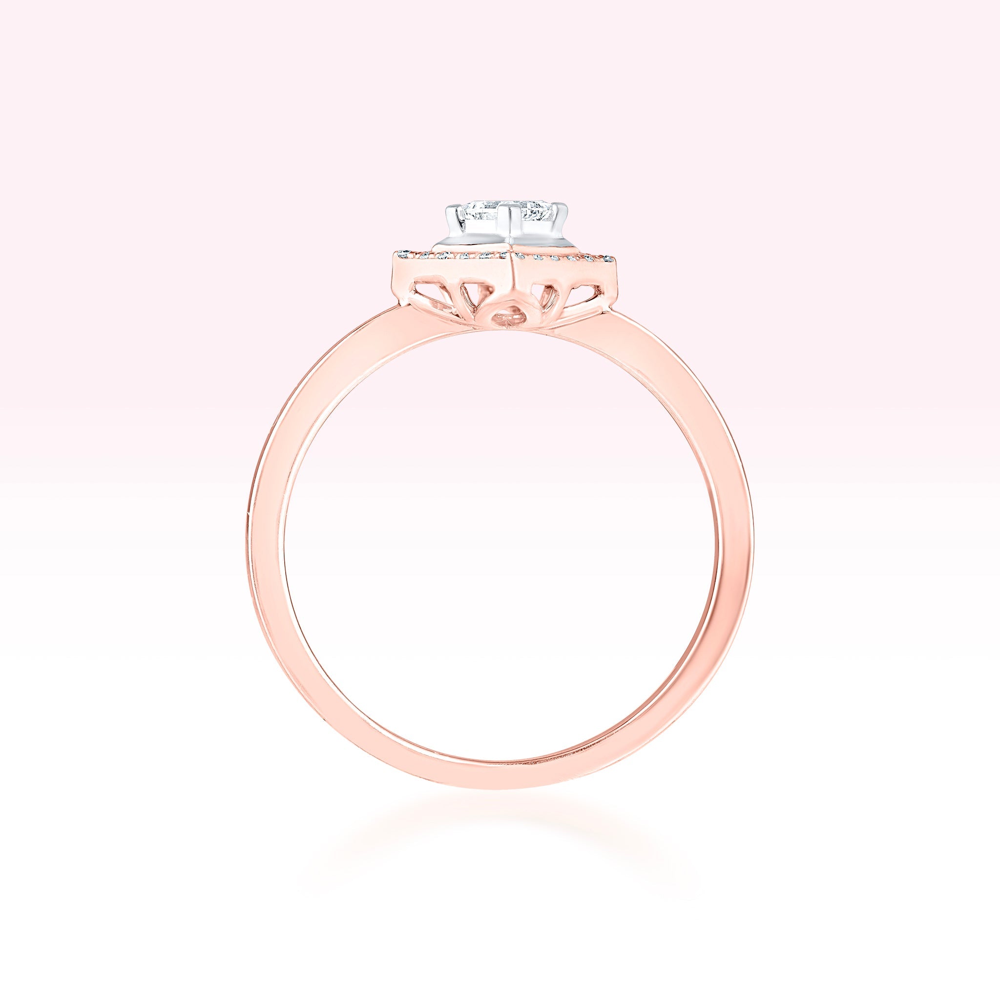 14K Rose Gold Princess Cut Solitaire Diamond Ring - Thessia