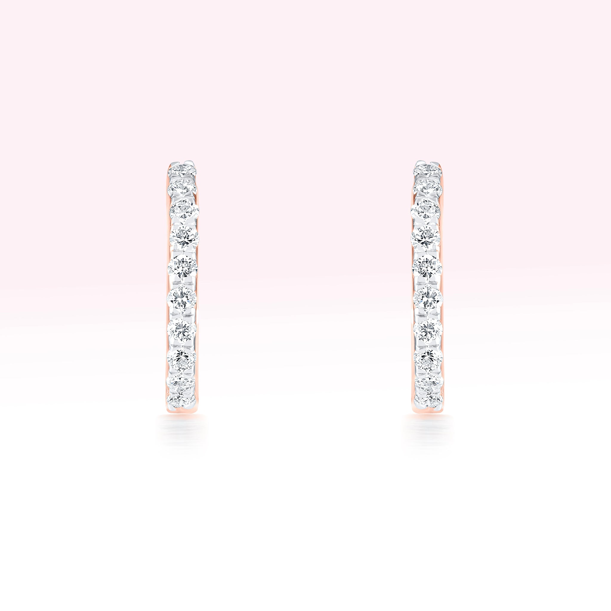 14K Rose Gold Single Diamond Hoop Earrings - Thessia