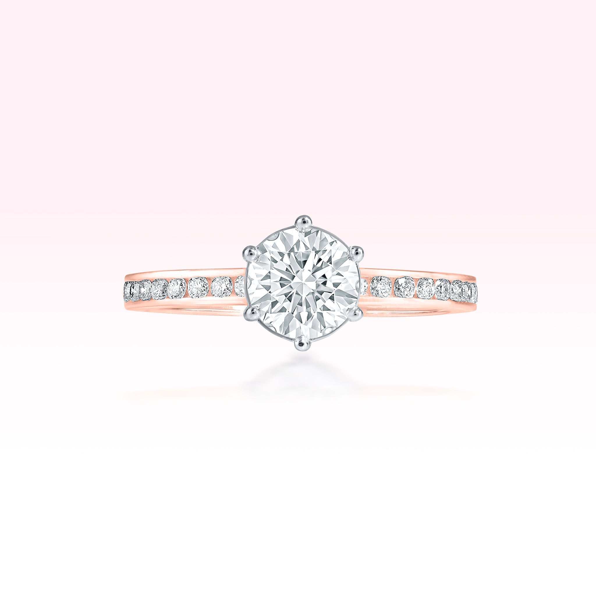 14K Rose Gold Single Line Diamond Ring - Thessia