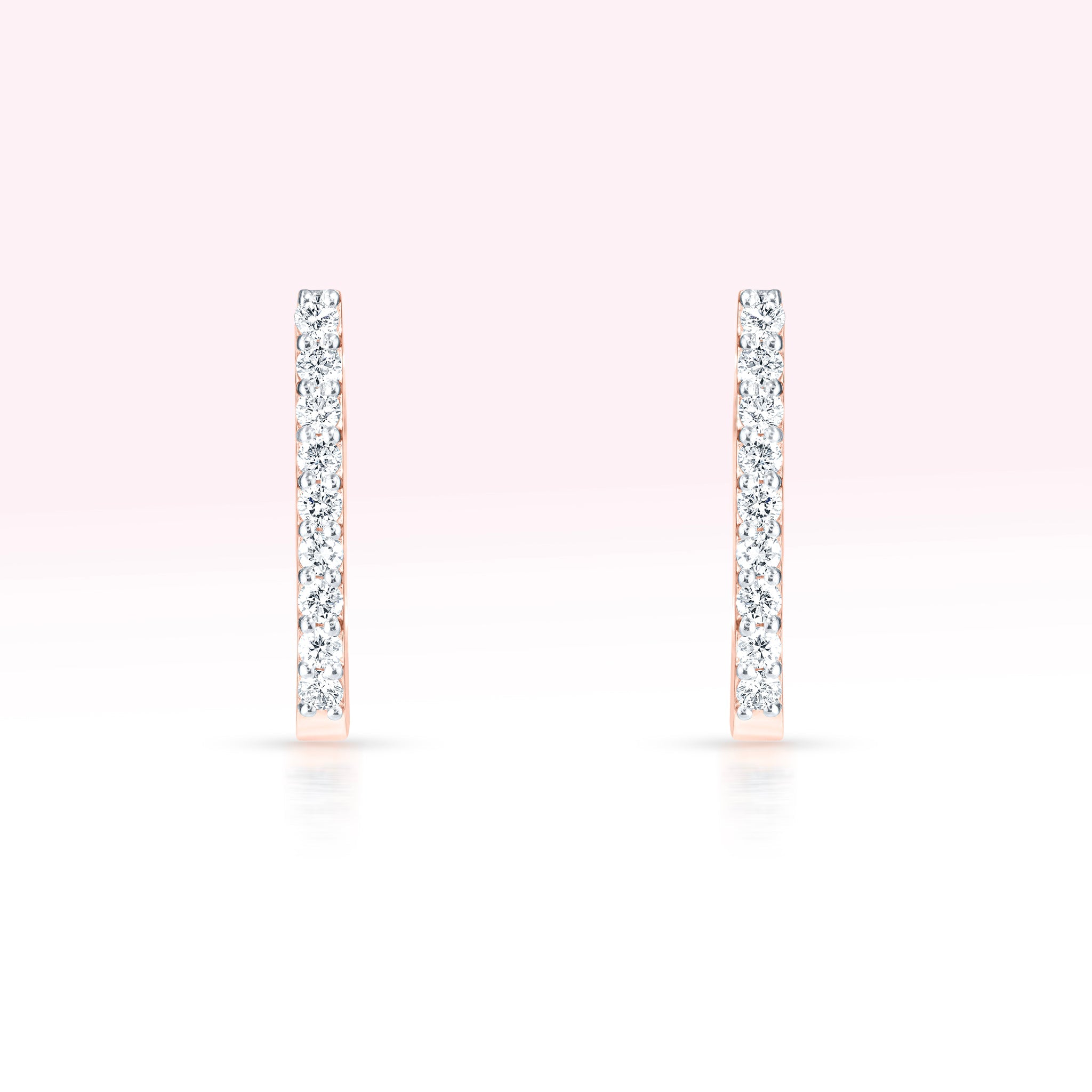 14K Rose Gold Single Line Diamond Rose Gold Earrings - Thessia