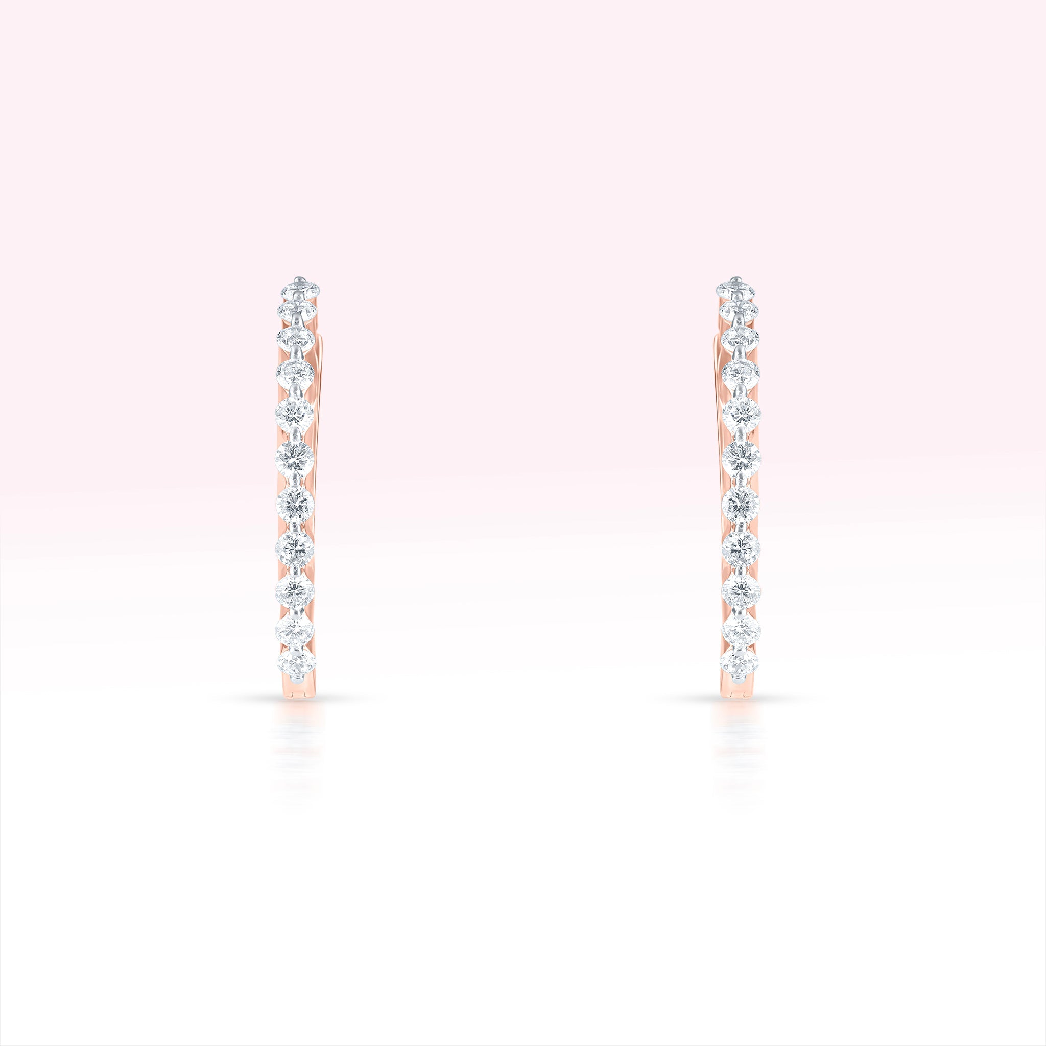14K Rose Gold Single Line Hoop Earrings - Thessia
