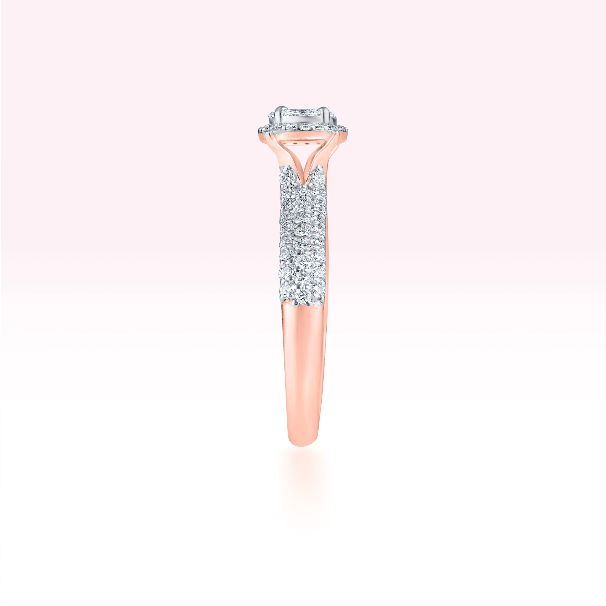 14K Rose Gold Three Line Diamond Ring - Thessia