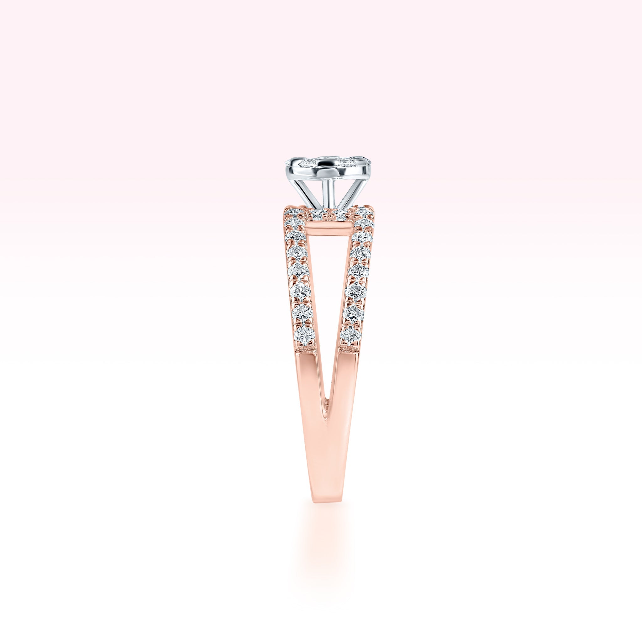 14K Rose Gold Two Line Diamond Ring - Thessia
