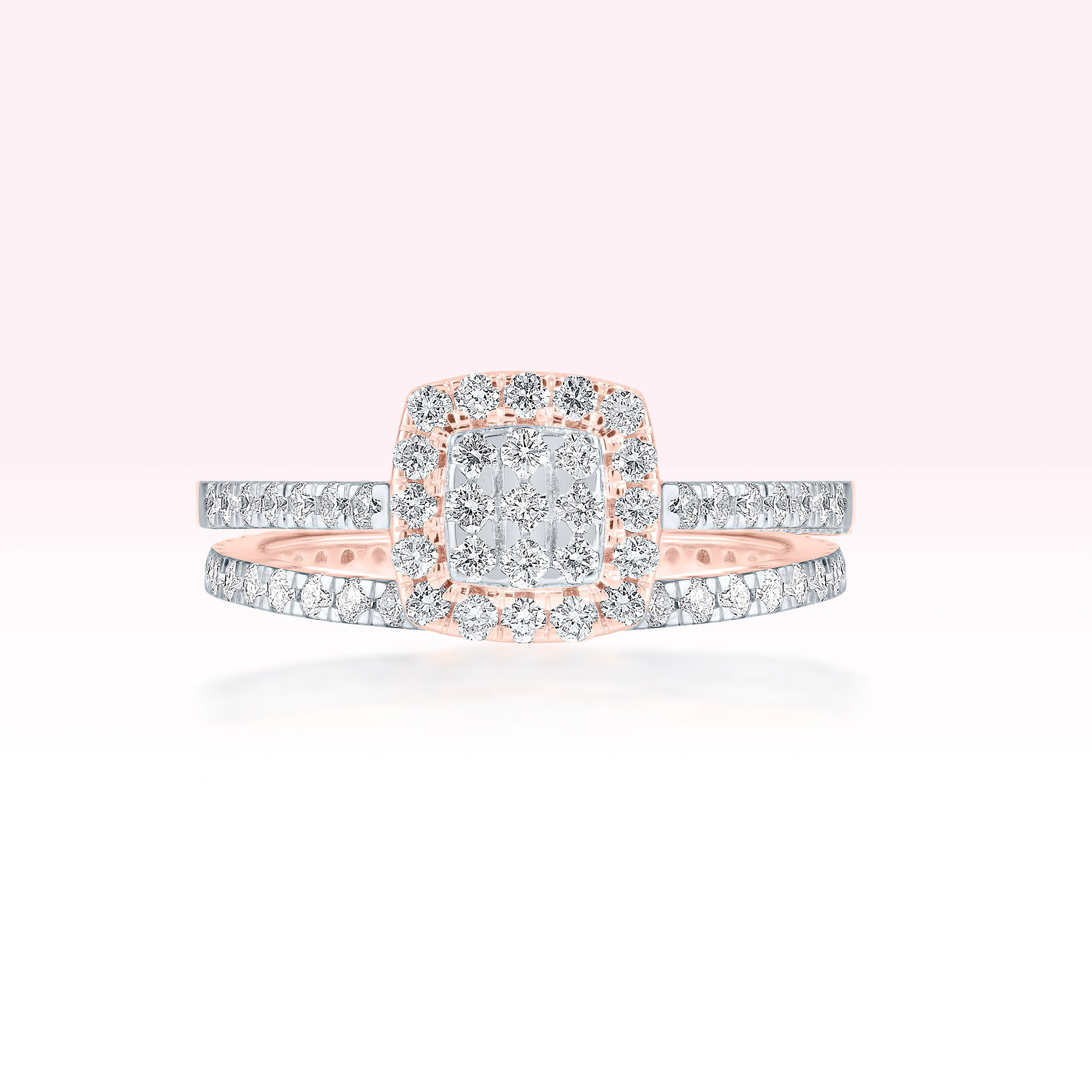 14K Rose Gold Two Line Diamond Ring - Thessia