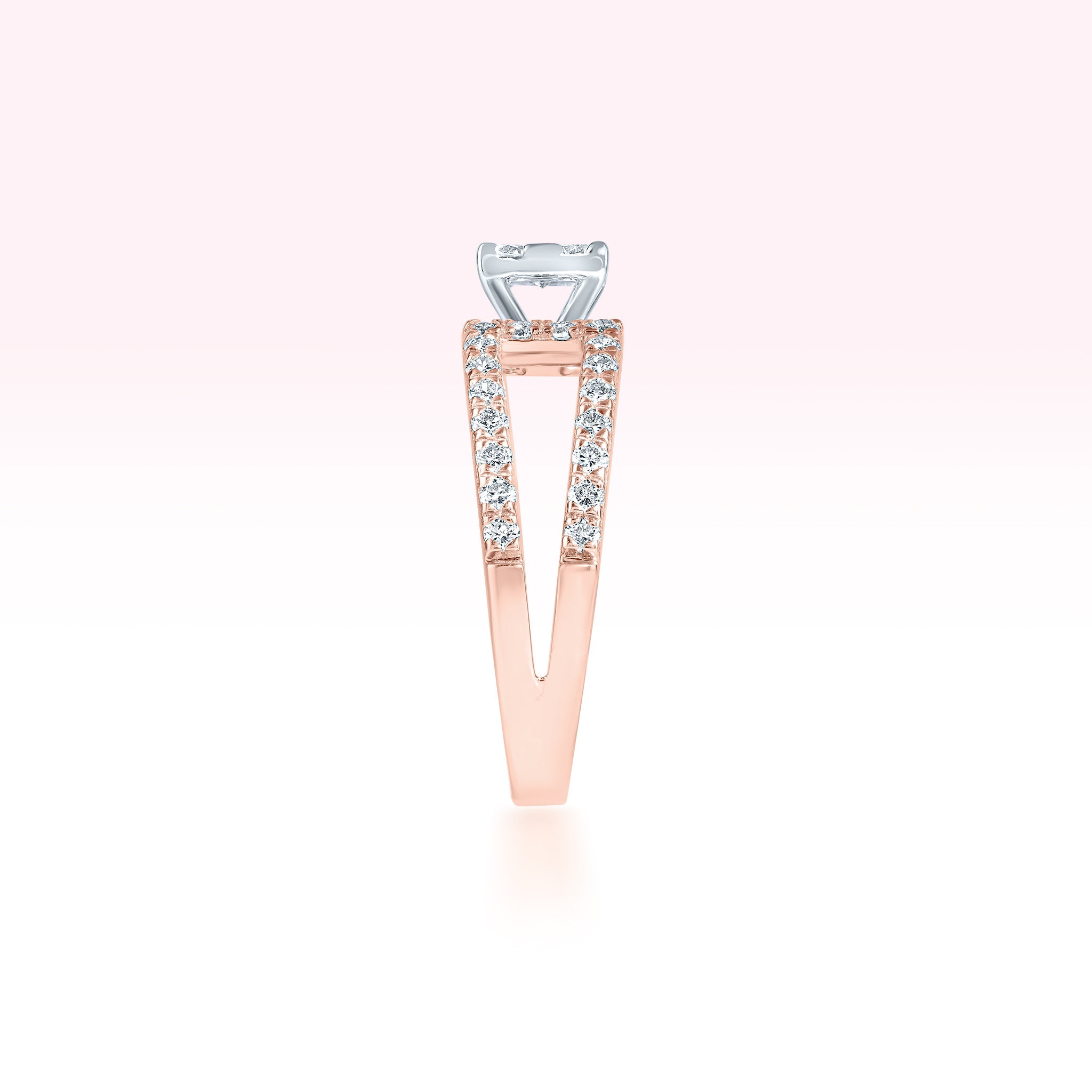 14K Rose Gold Two Line Diamond Ring - Thessia