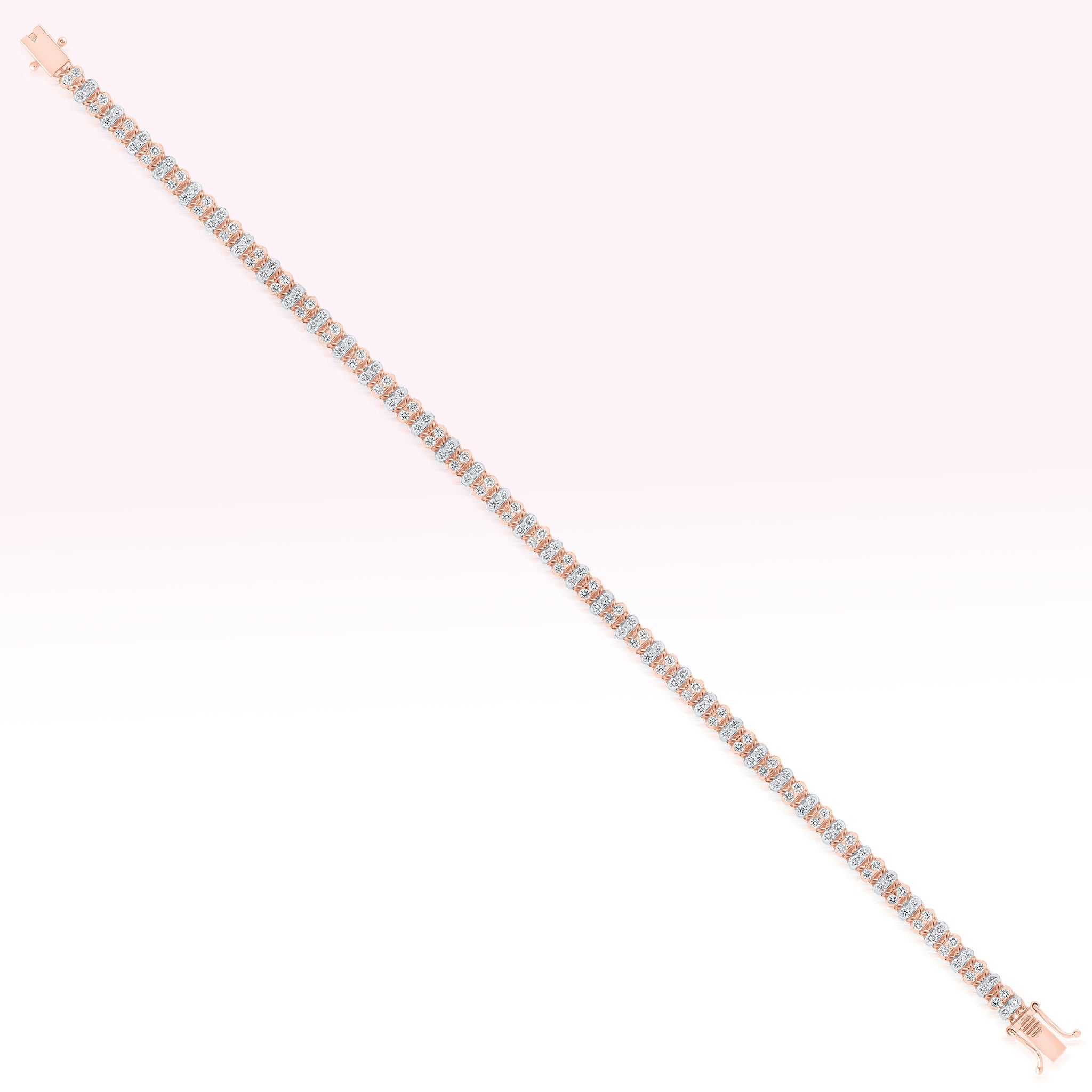 14K Rose Gold Two Line Tennis Bracelet - Thessia