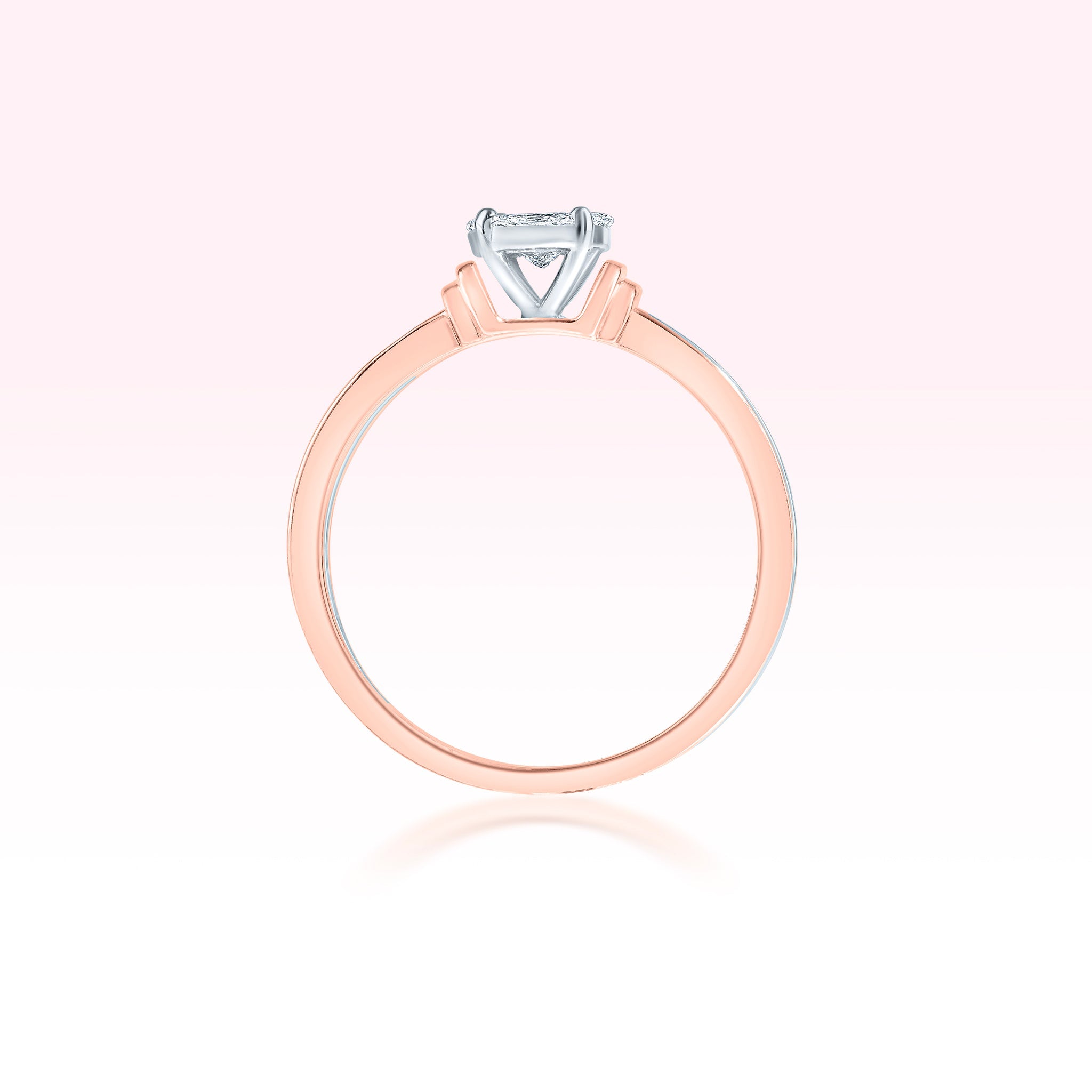 14K Rose Gold White Gold Diamond Solitaire Ring - Thessia