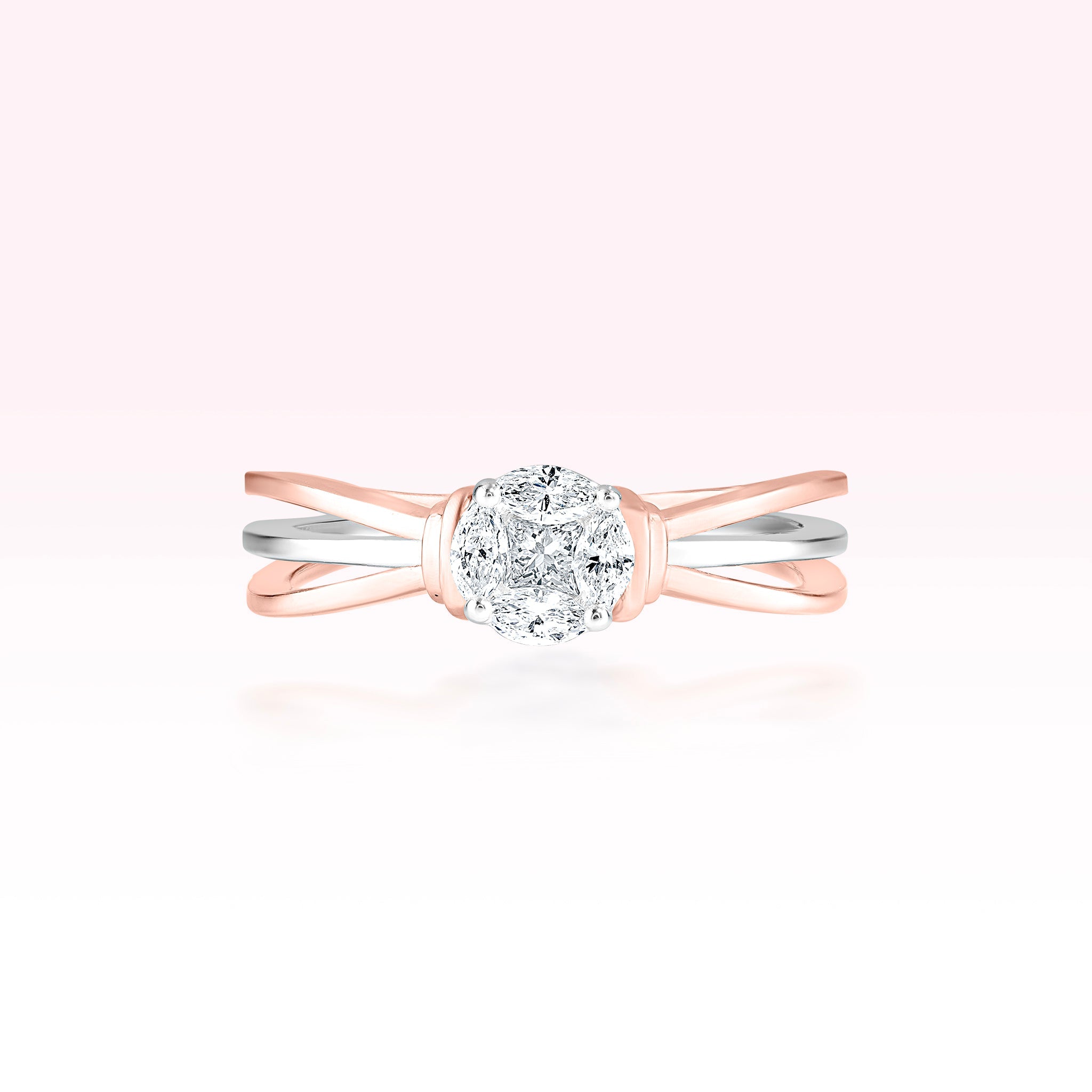 14K Rose Gold White Gold Diamond Solitaire Ring - Thessia