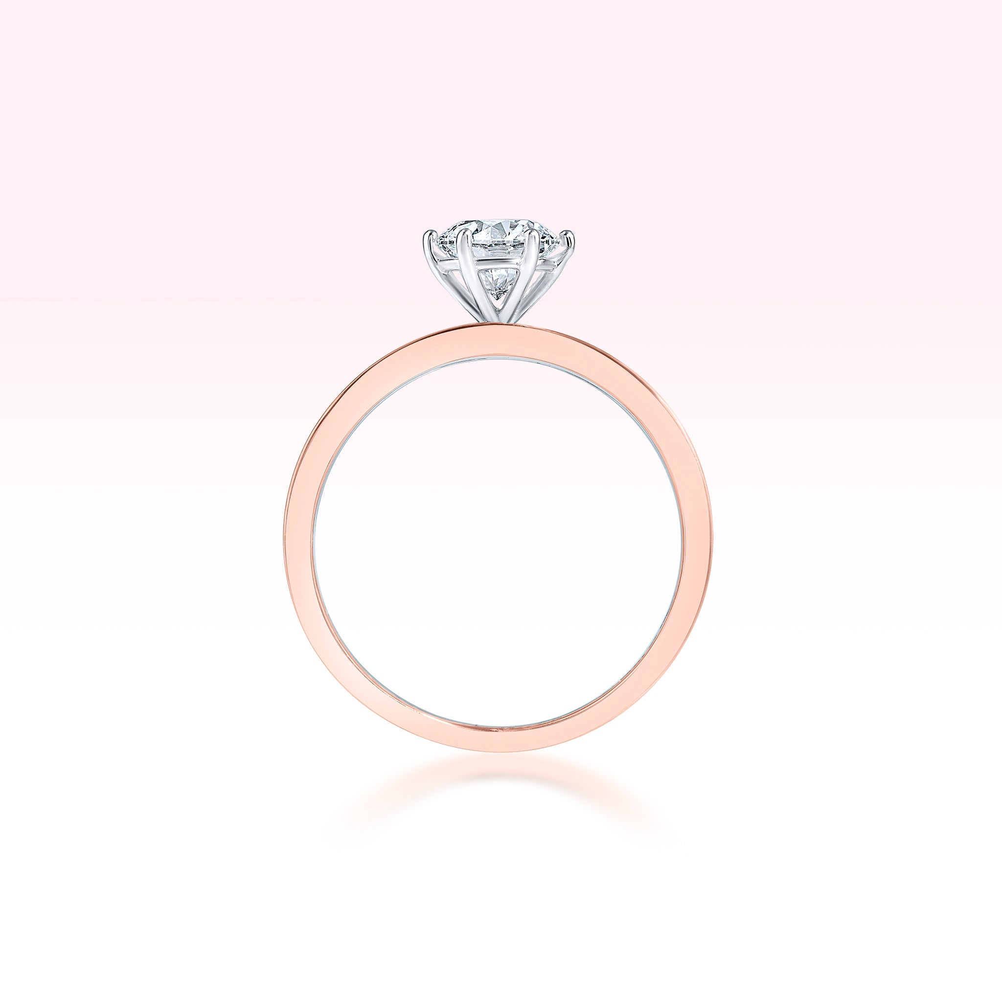 14K Rose Gold White Gold Diamond Solitaire Ring - Thessia