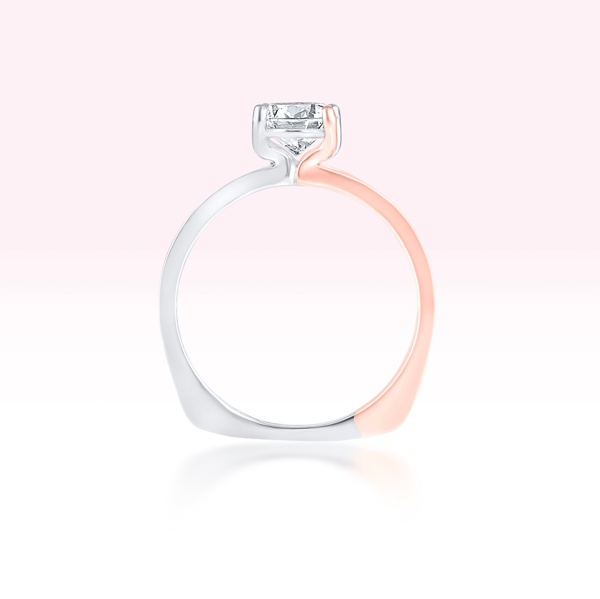 14K Rose Gold | White Gold Diamond Swirl Solitaire Ring - Thessia