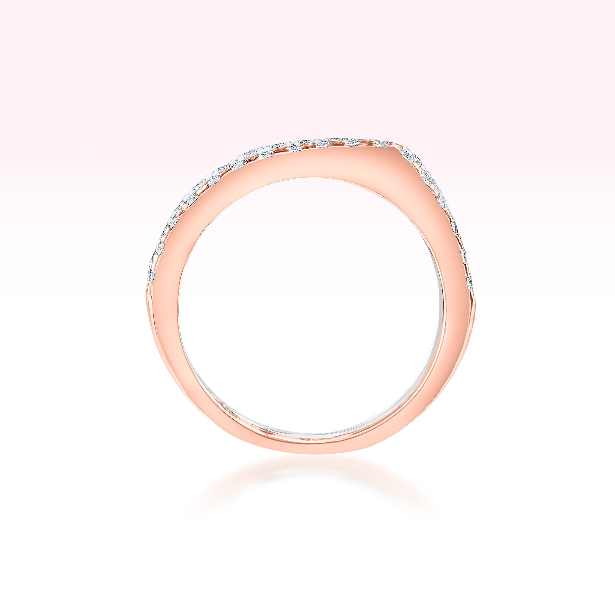 14K Rose Gold White Gold Yellow Gold Three Line Diamond Ring - Thessia