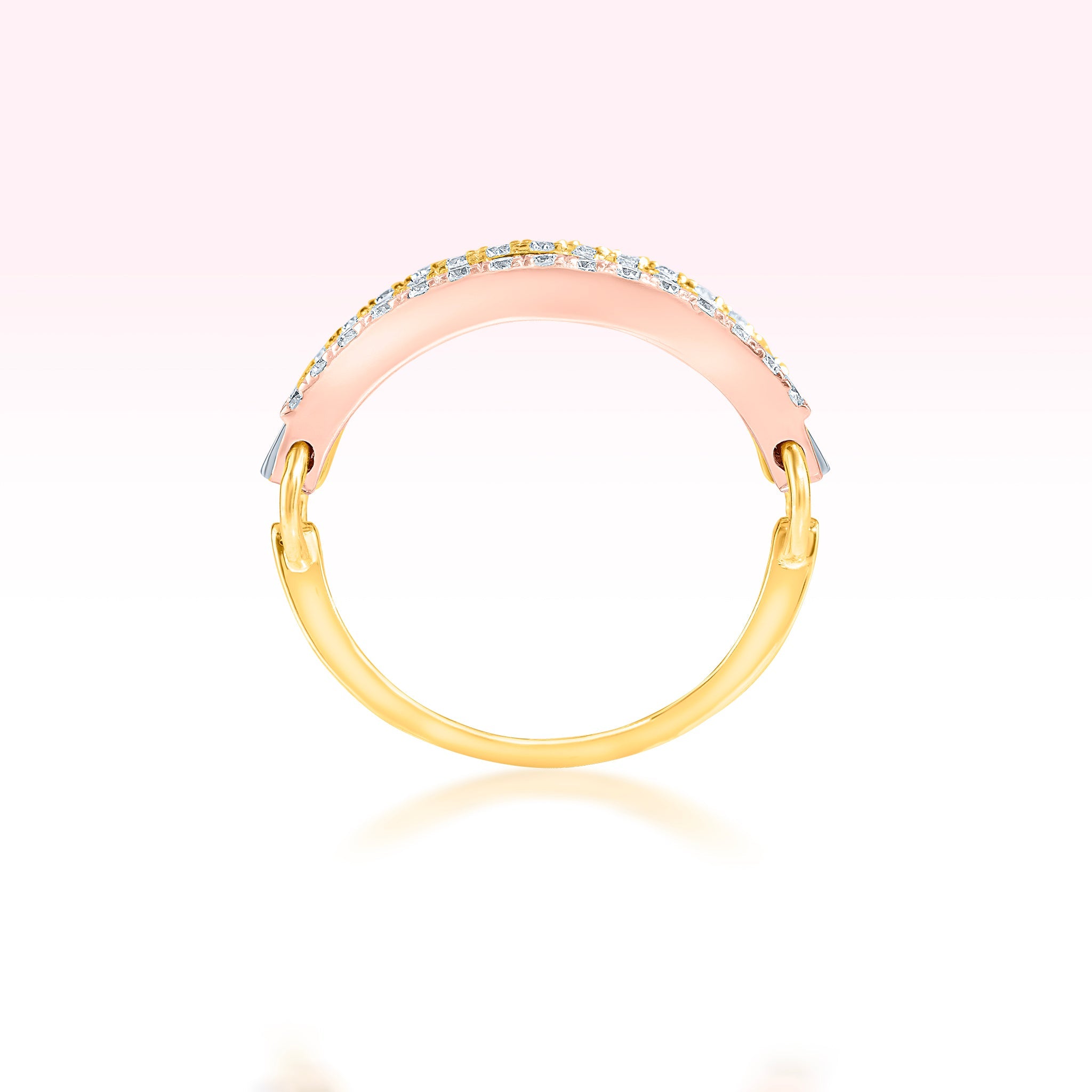 14K Rose Gold Yellow Gold White Gold Three Line Diamond Ring - Thessia