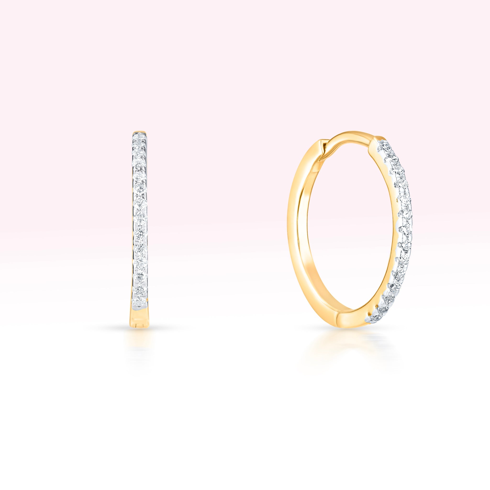 14K Single Line Yellow Gold Diamond Earrings - Thessia