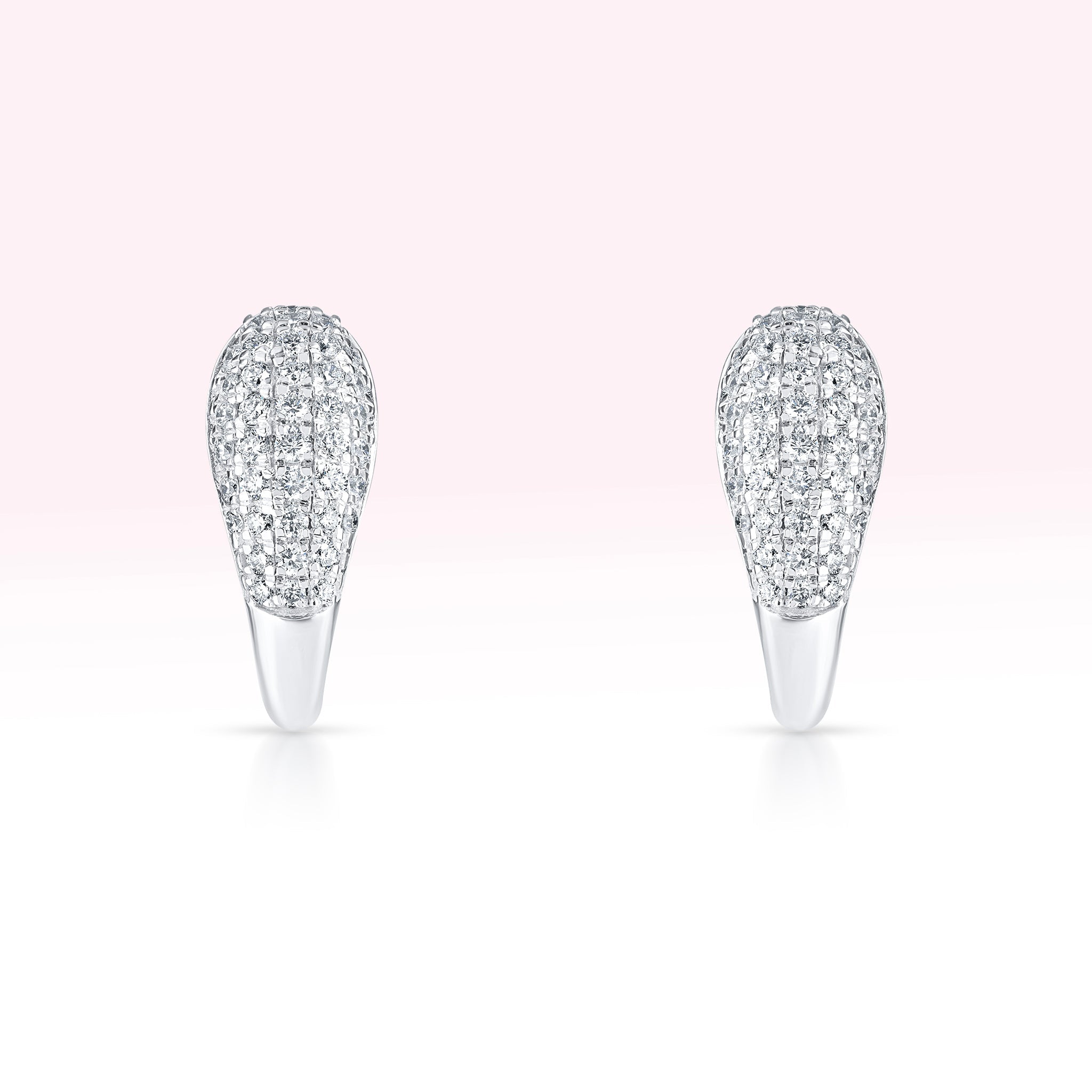 14K White Gold Diamond Claw Hoop Earrings - Thessia