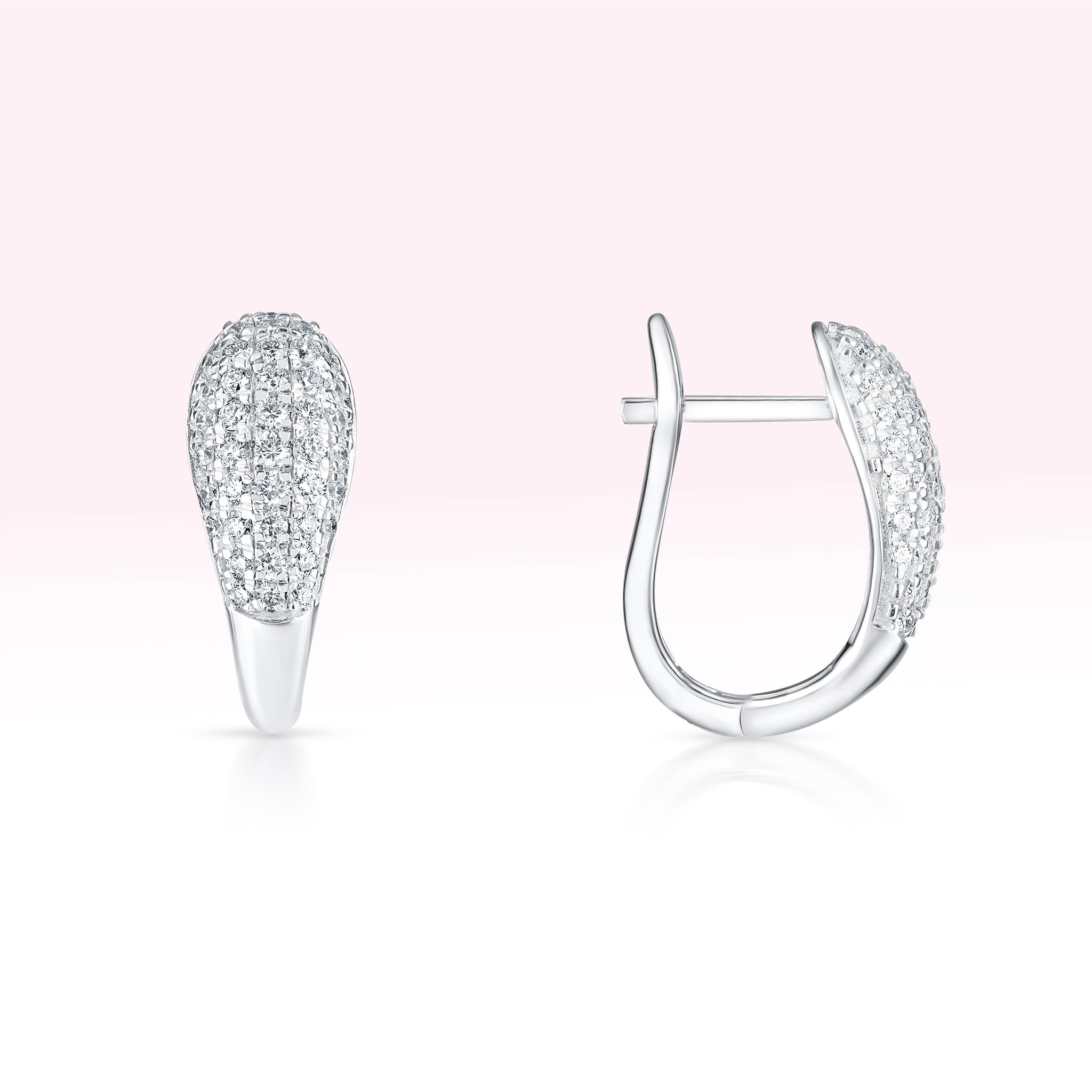 14K White Gold Diamond Claw Hoop Earrings - Thessia
