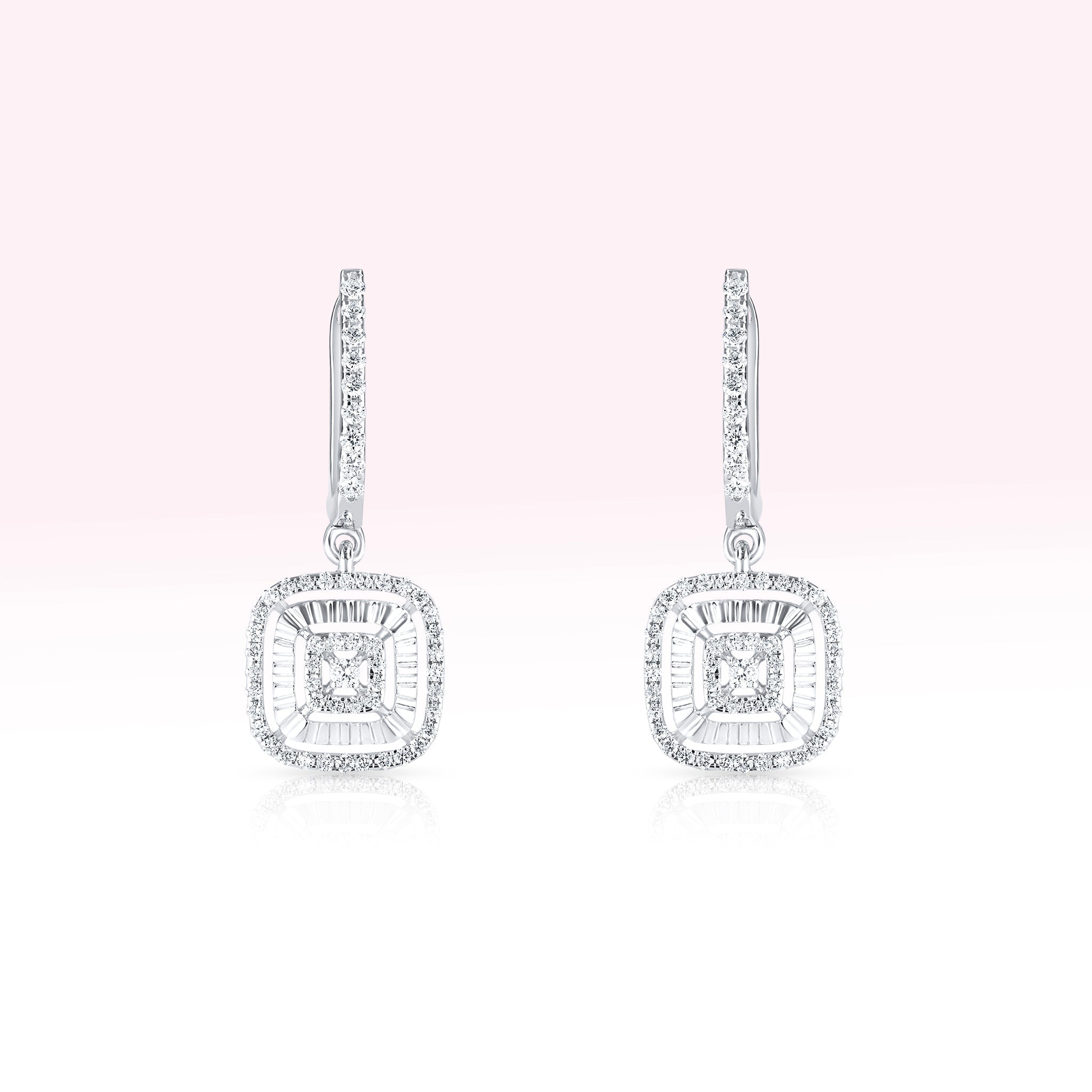 14K White Gold Diamond Drop Earrings - Thessia