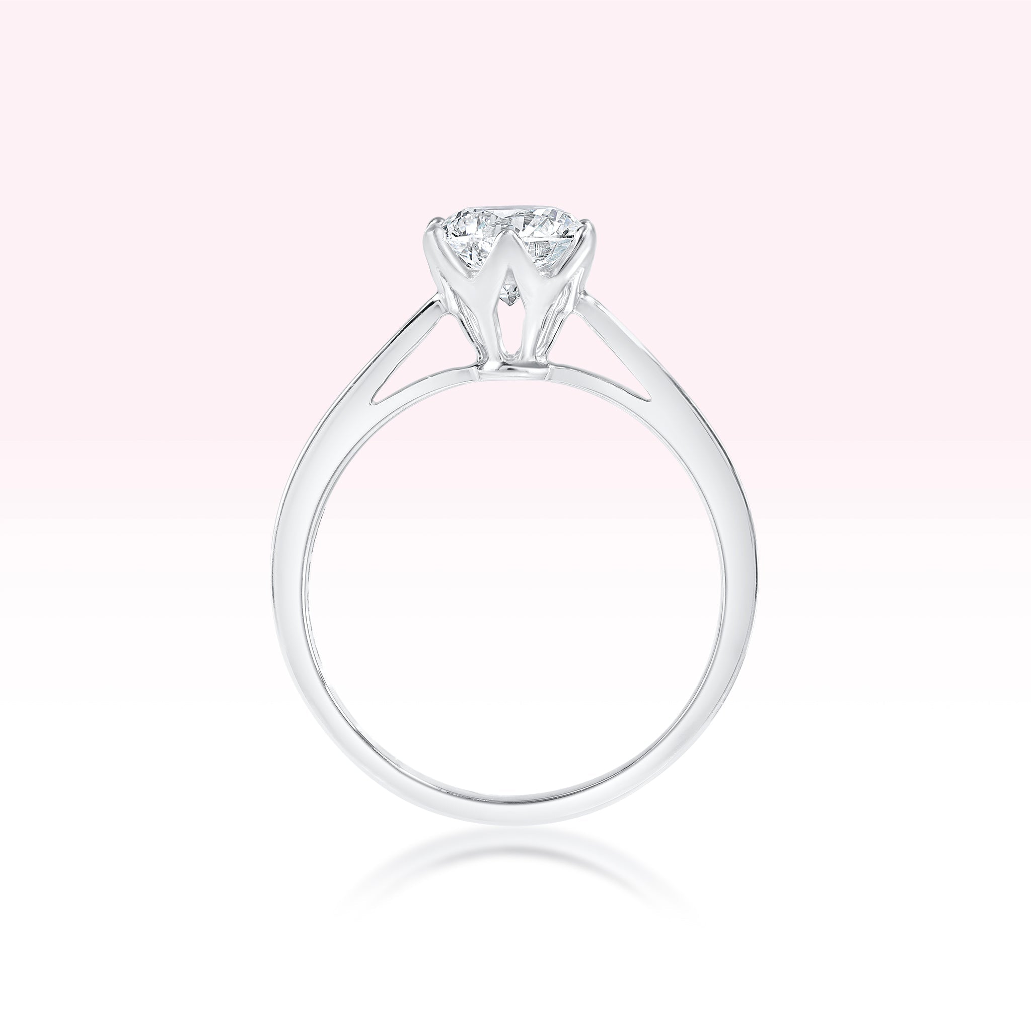 14K White Gold Diamond Solitaire Ring - Thessia