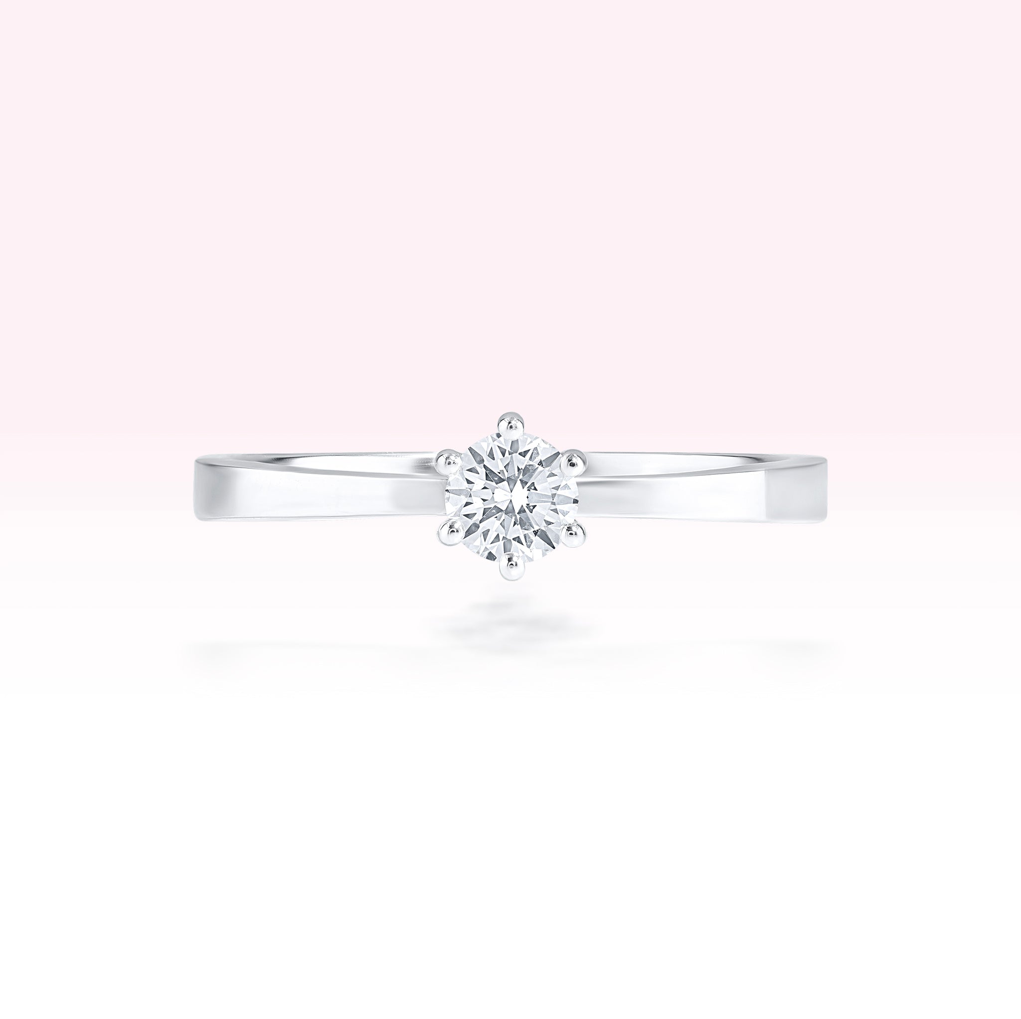 14K White Gold Diamond Solitaire Ring - Thessia