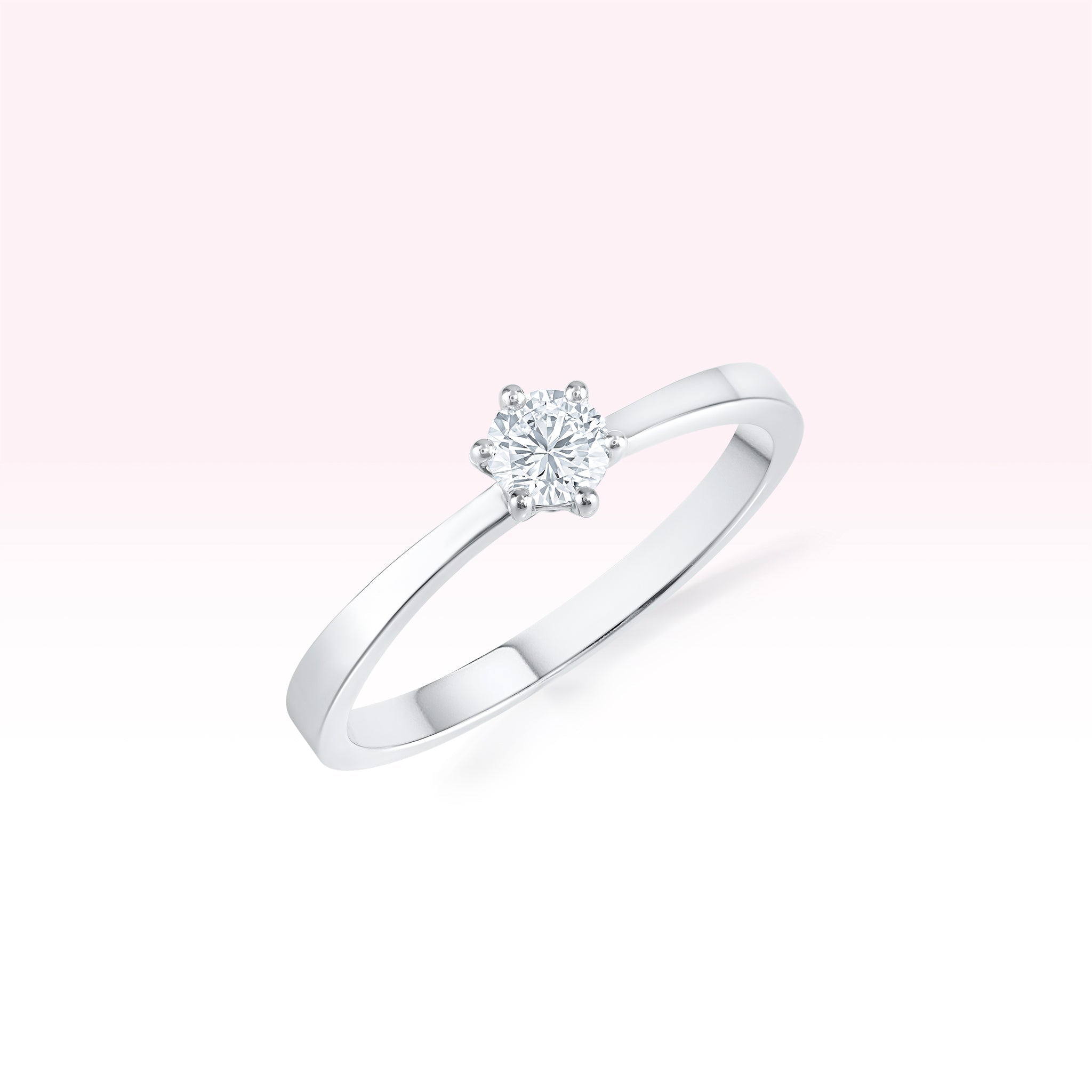 14K White Gold Diamond Solitaire Ring - Thessia