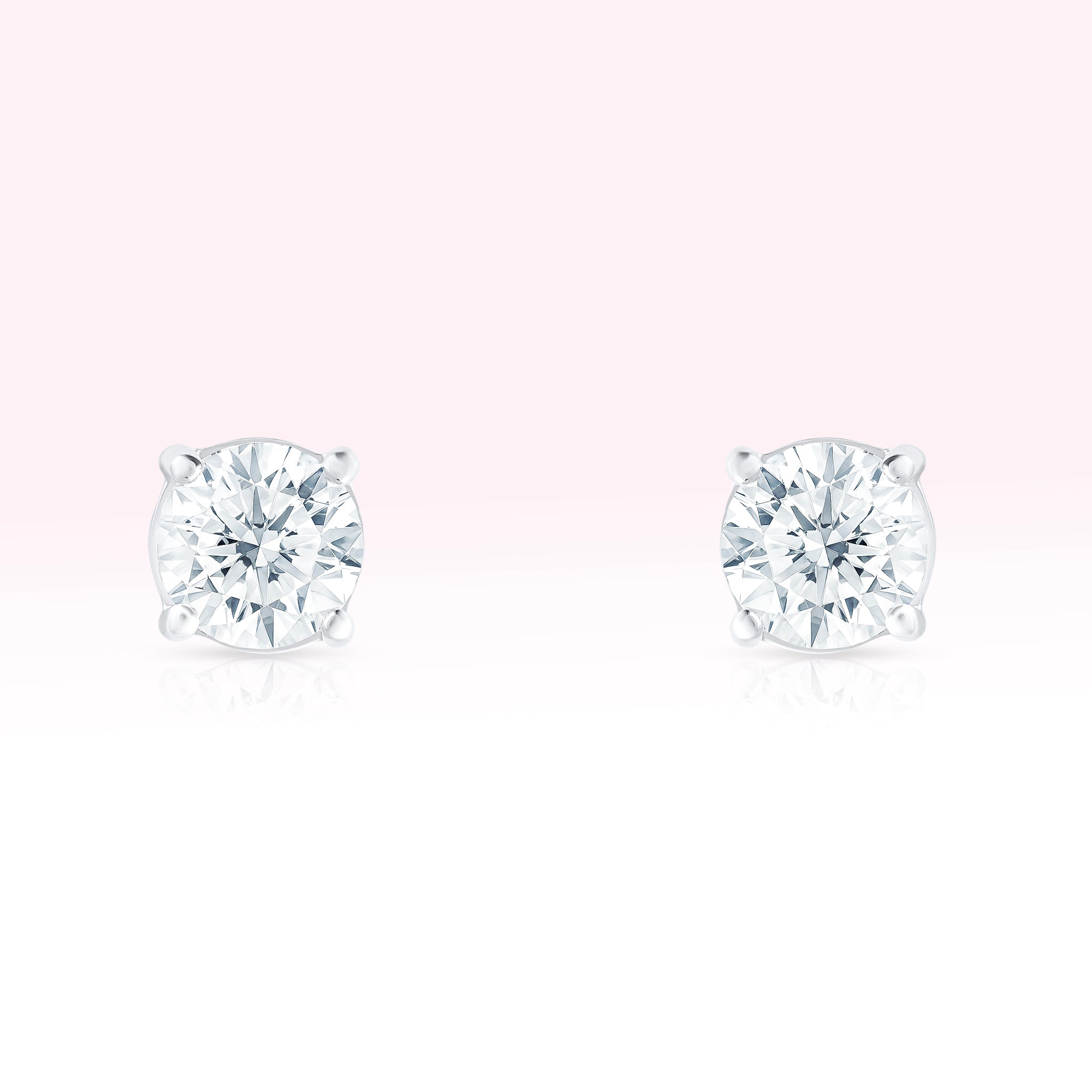 14K White Gold Diamond Solitaire Stud Earrings - Thessia