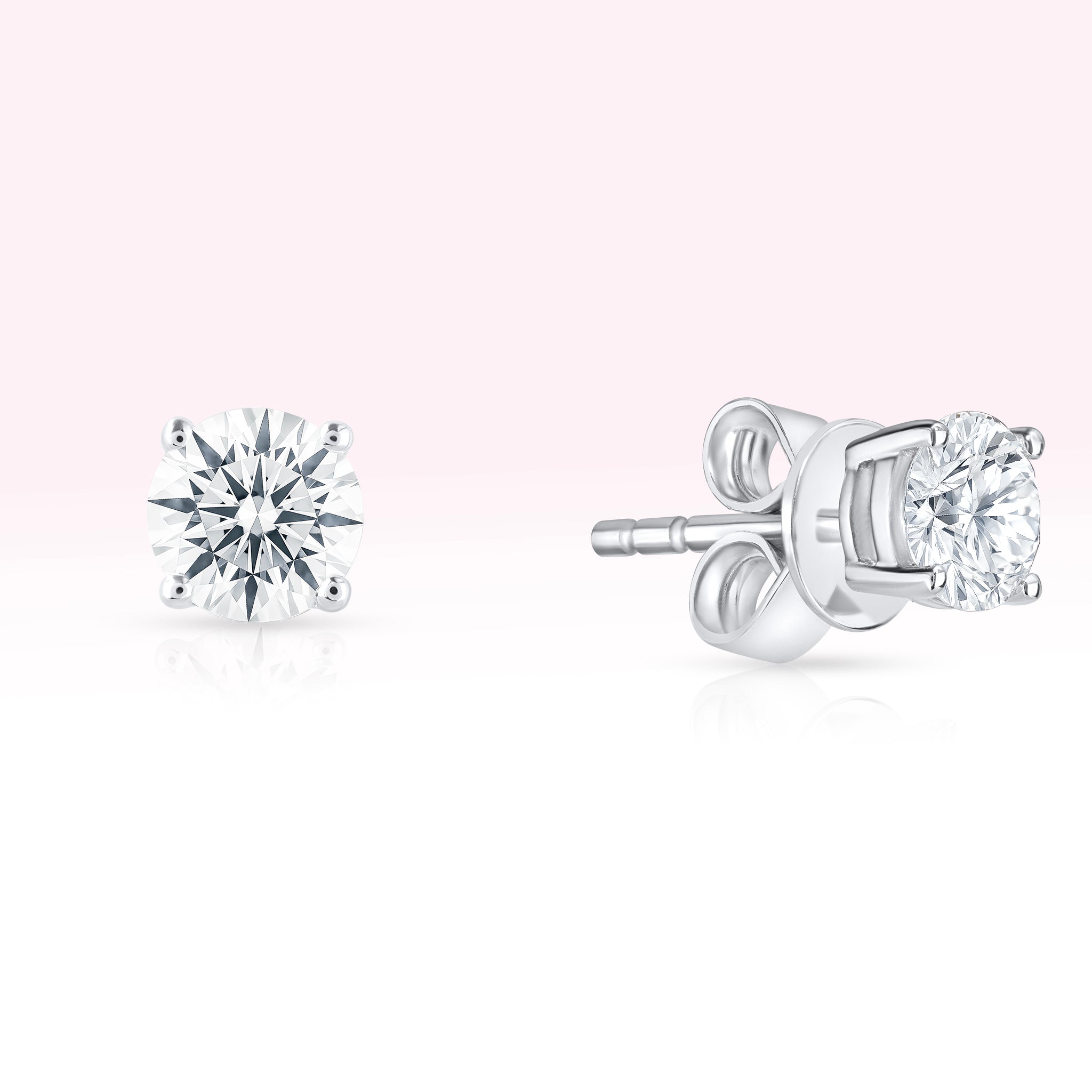 14K White Gold Diamond Solitaire Stud Earrings - Thessia