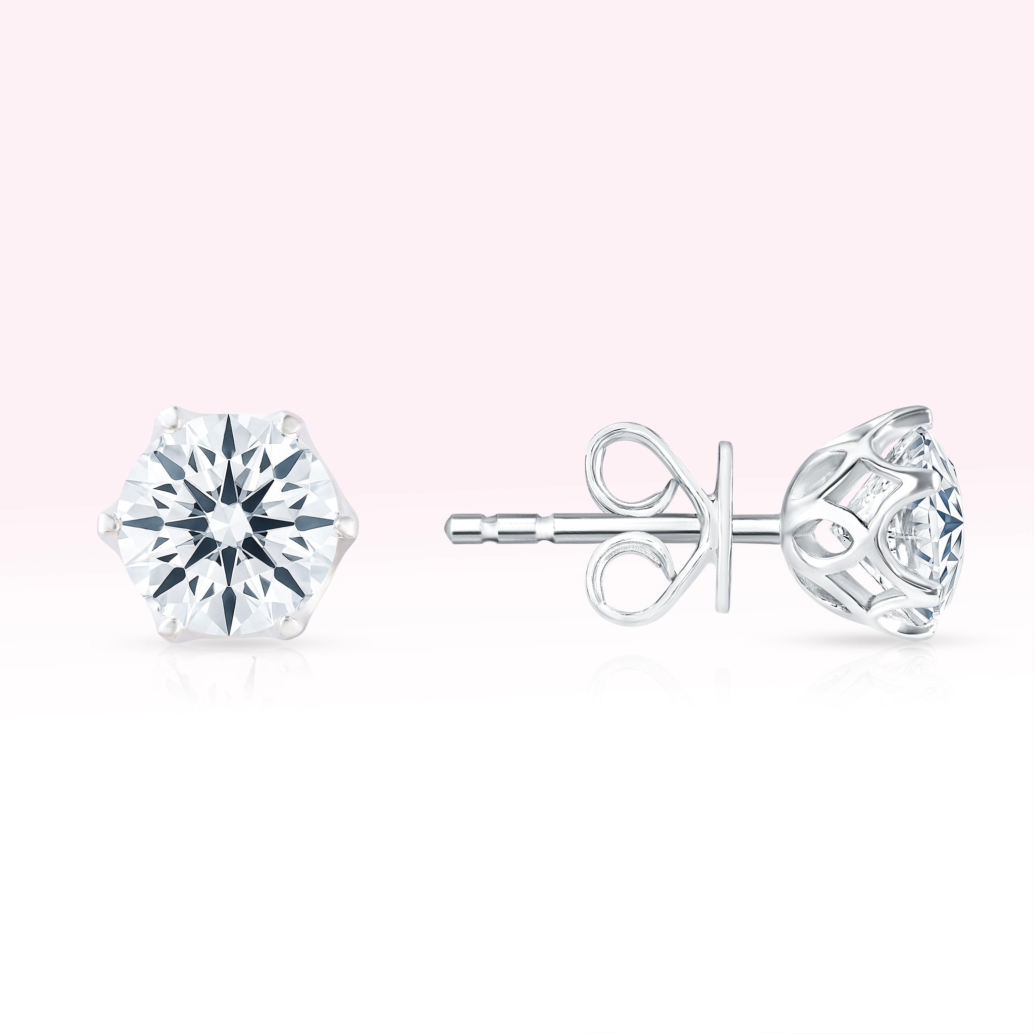 14K White Gold Diamond Solitaire Stud Earrings - Thessia