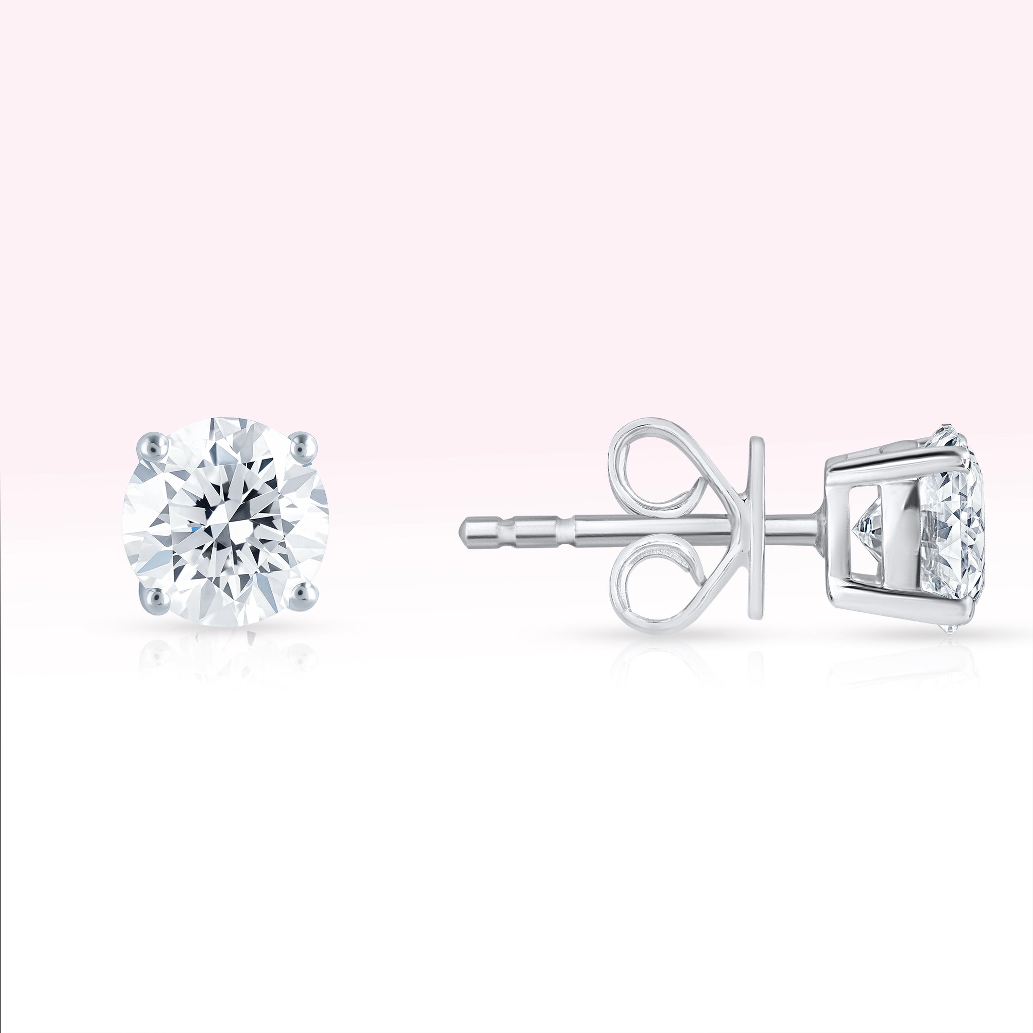 14K White Gold Diamond Solitaire Stud Earrings - Thessia