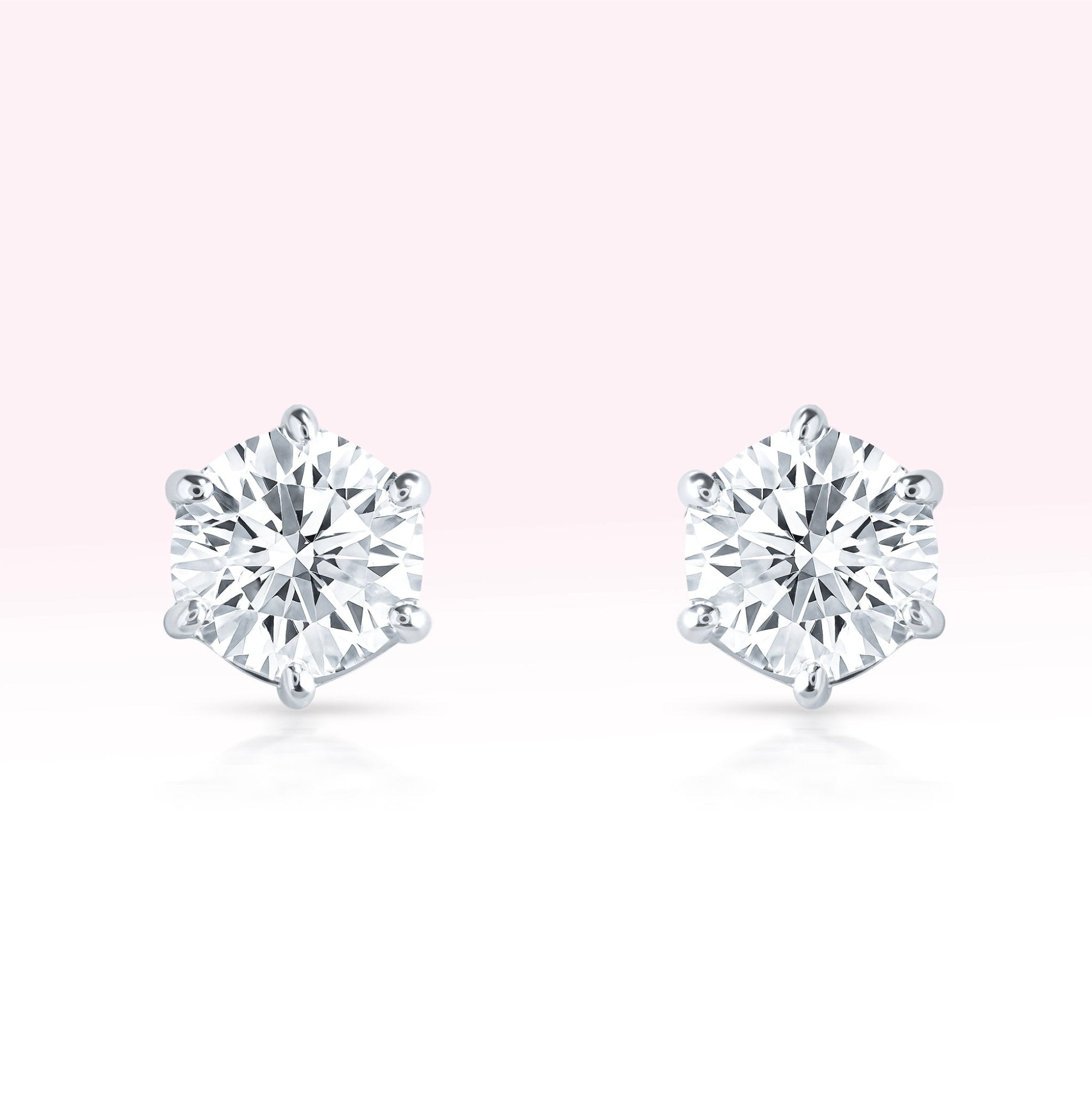 14K White Gold Diamond Solitaire stud earrings - Thessia