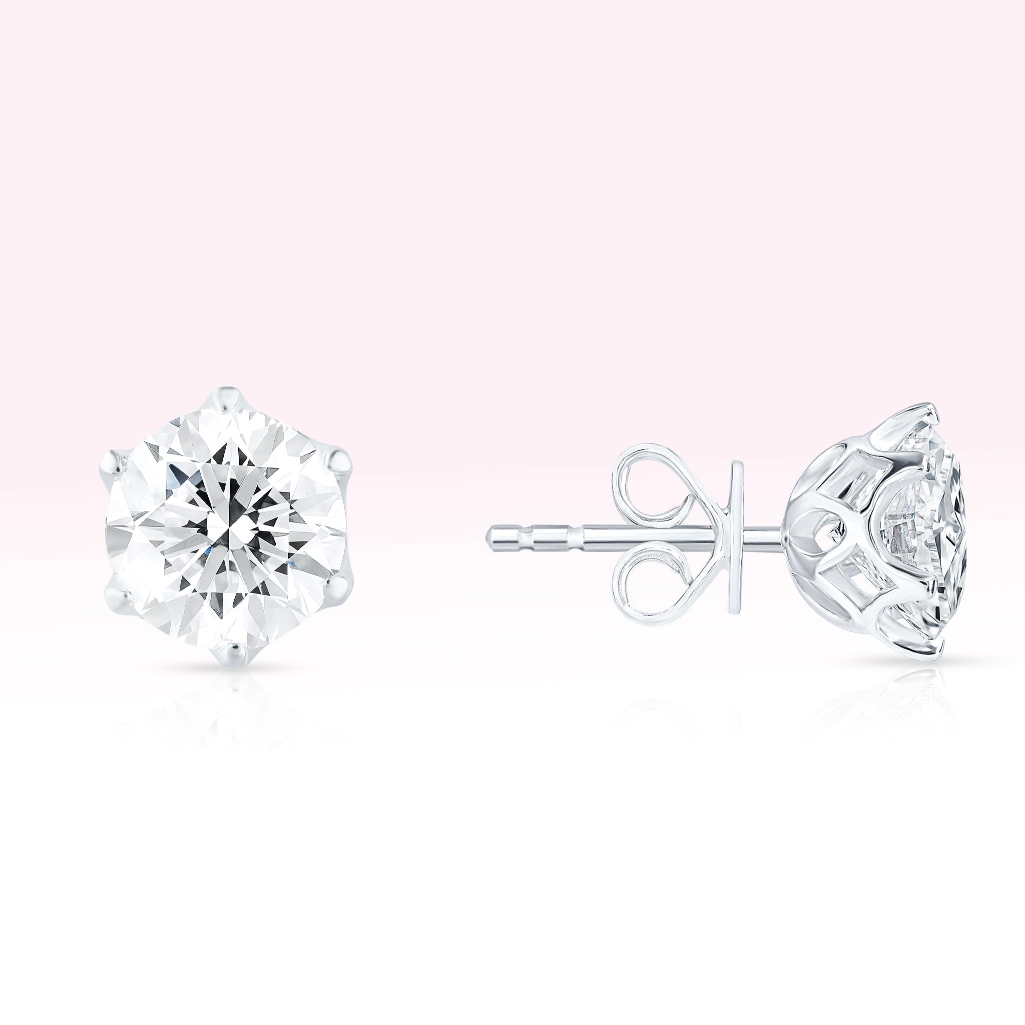 14K White Gold Diamond Solitaire Stud Earrings - Thessia