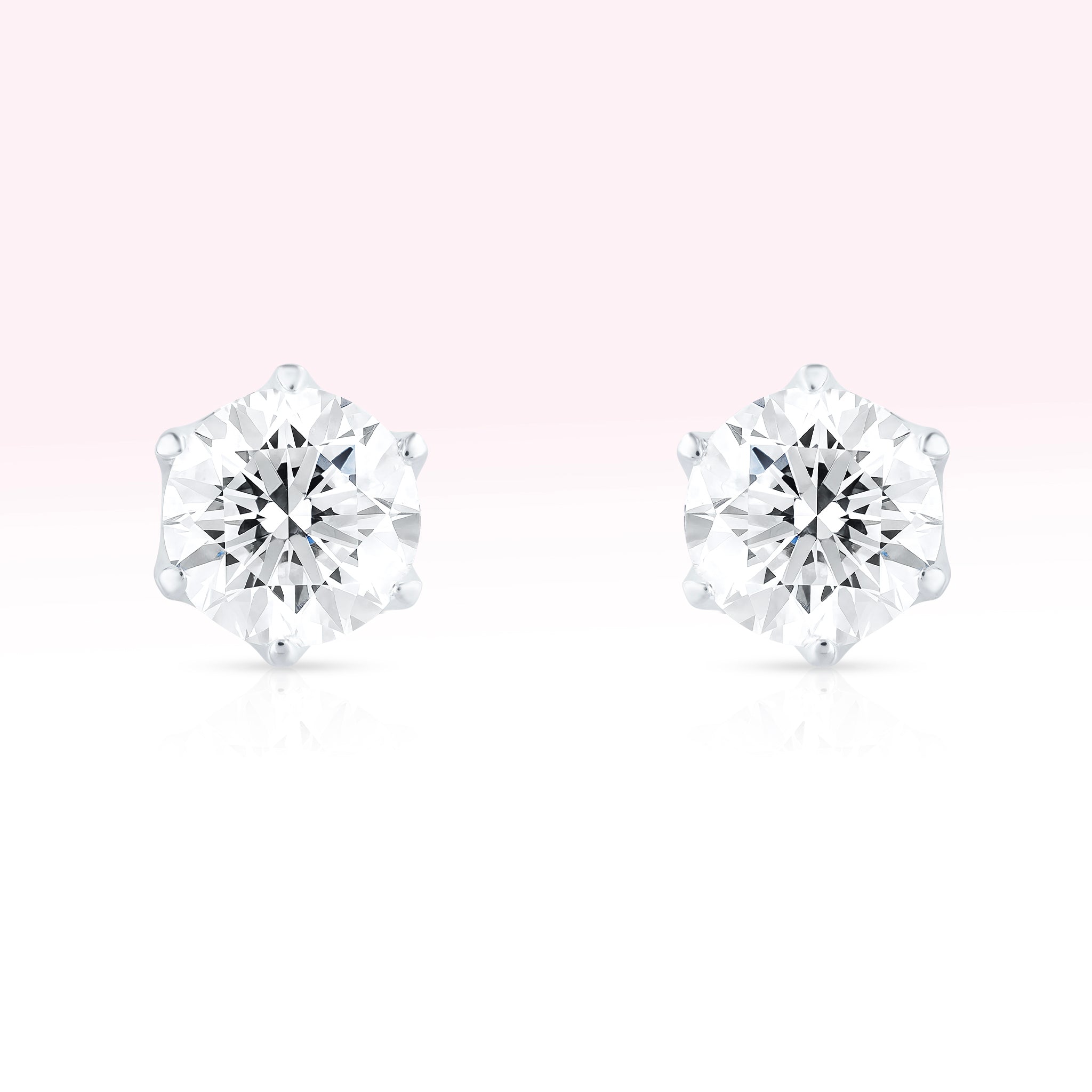 14K White Gold Diamond Solitaire Stud Earrings - Thessia