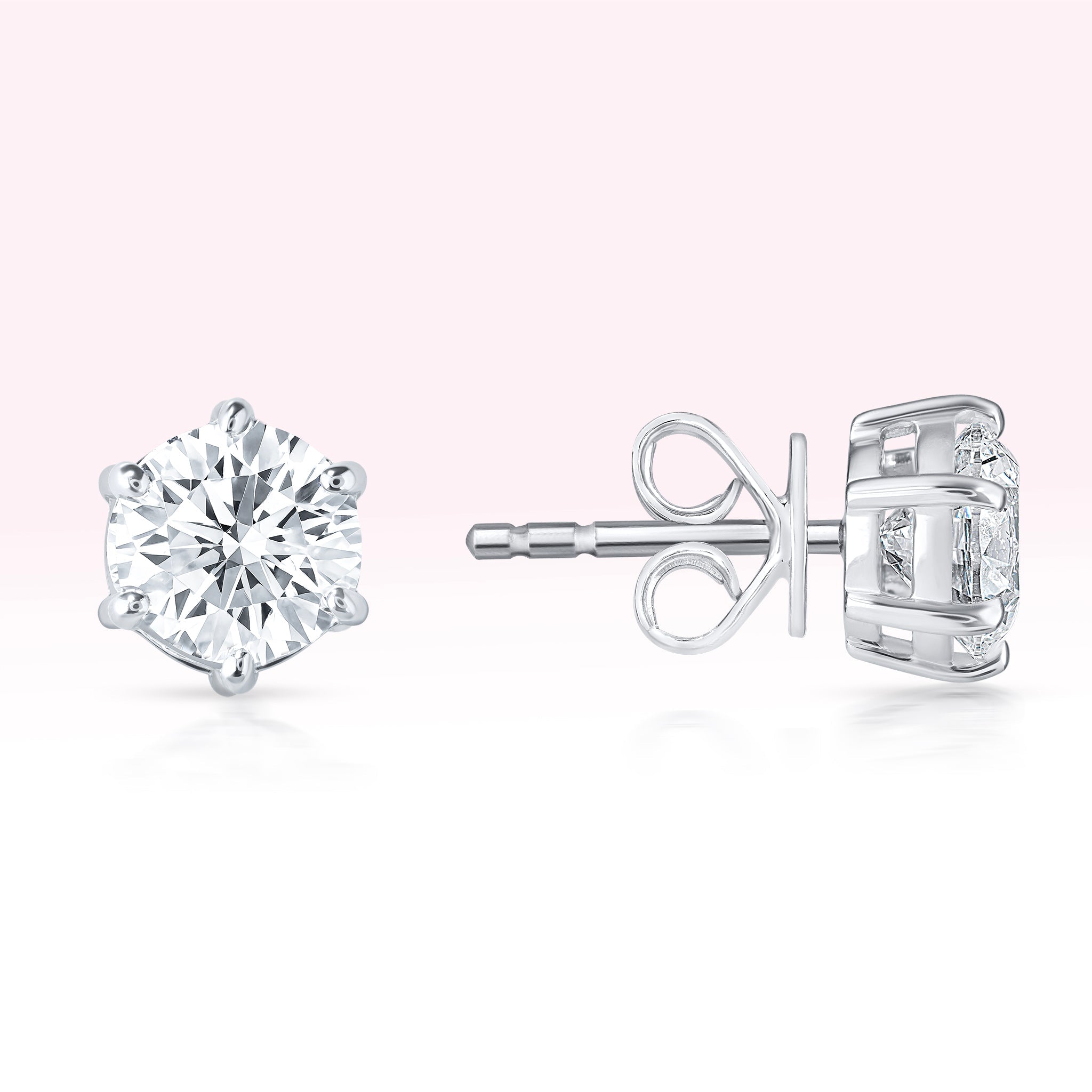 14K White Gold Diamond Solitaire stud earrings - Thessia