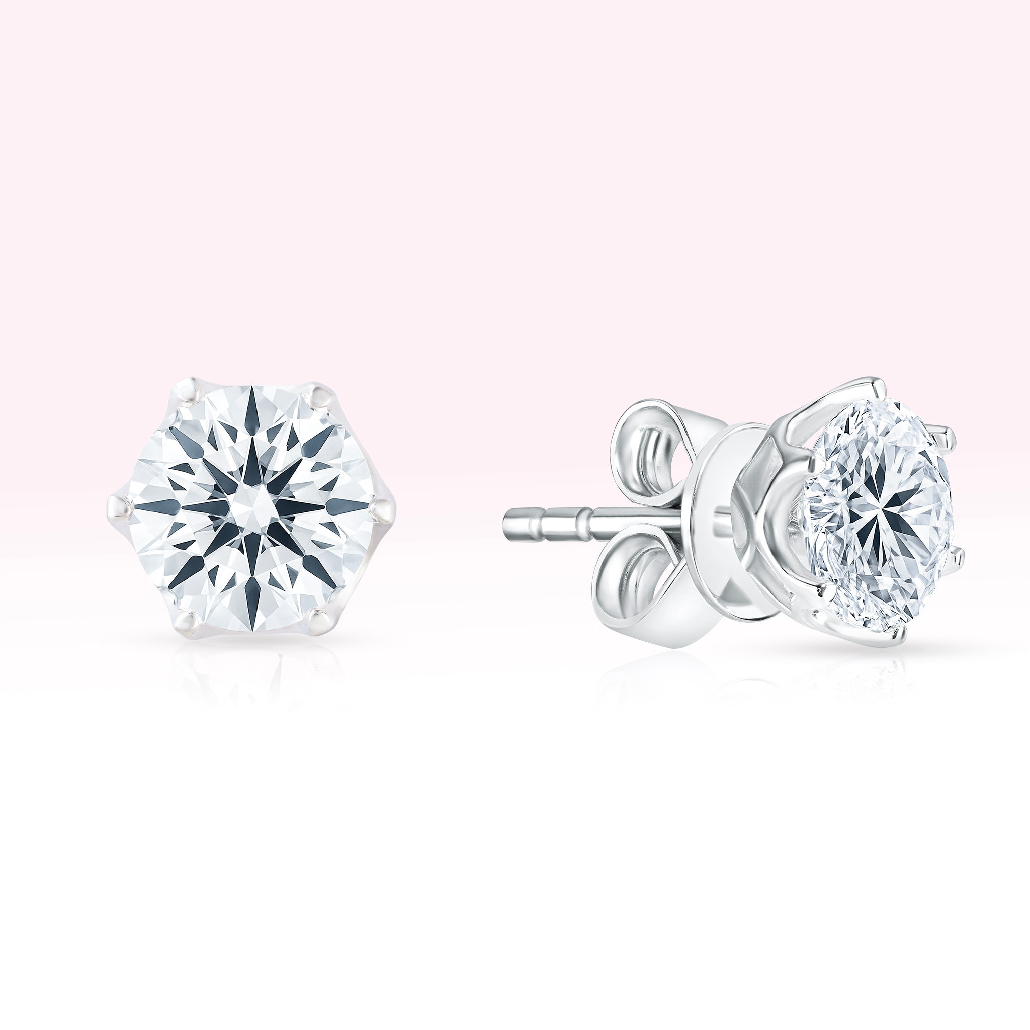 14K White Gold Diamond Solitaire Stud Earrings - Thessia