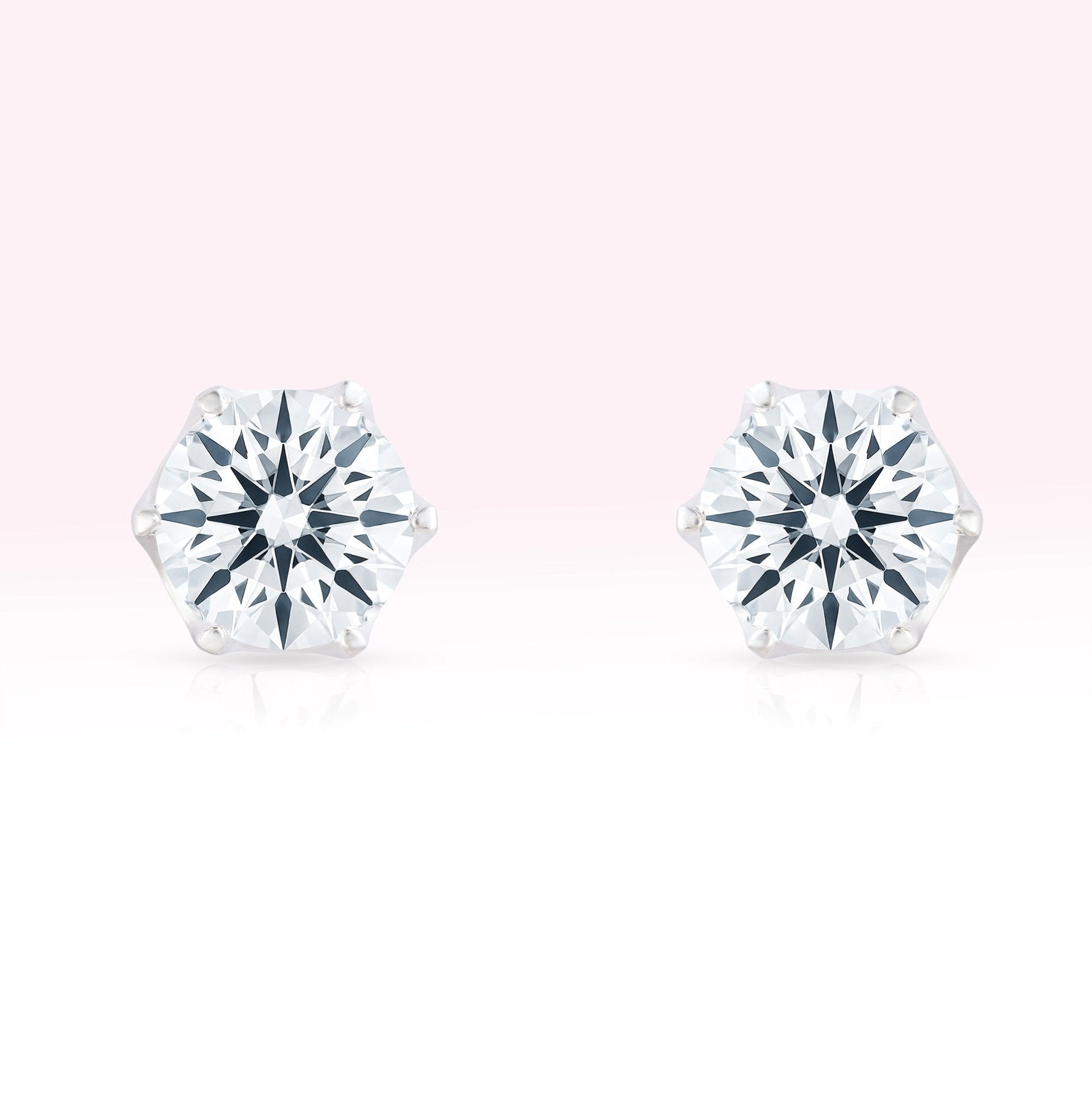 14K White Gold Diamond Solitaire Stud Earrings - Thessia